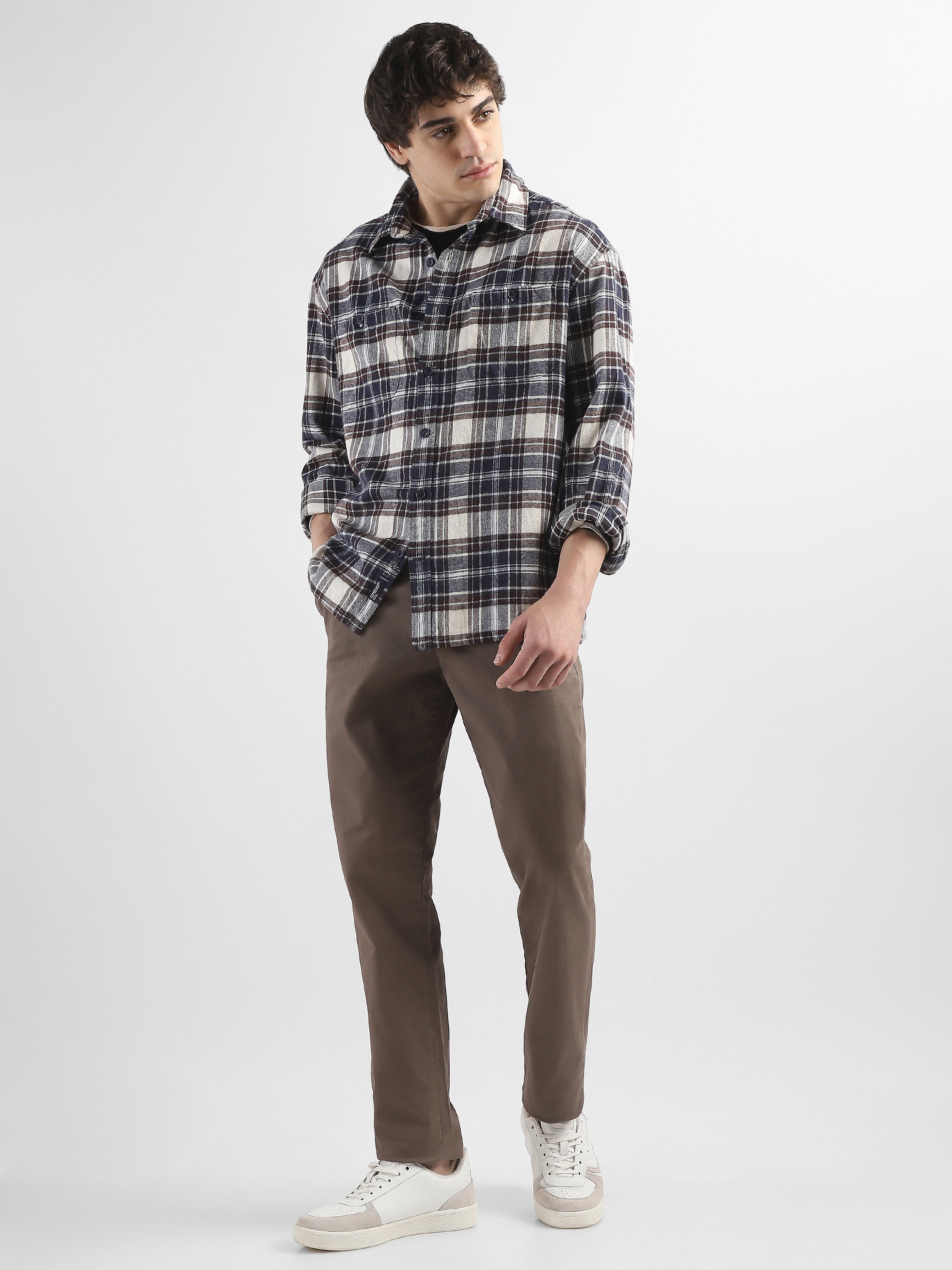 Men Brown Mid Rise Formal Trousers