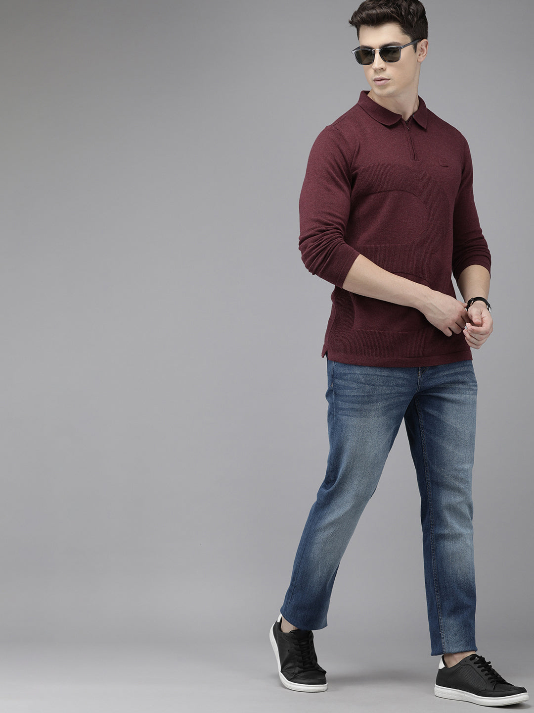 Men Ardor Edition Maroon Slim fit Pure Cotton Polo Collar T-shirt