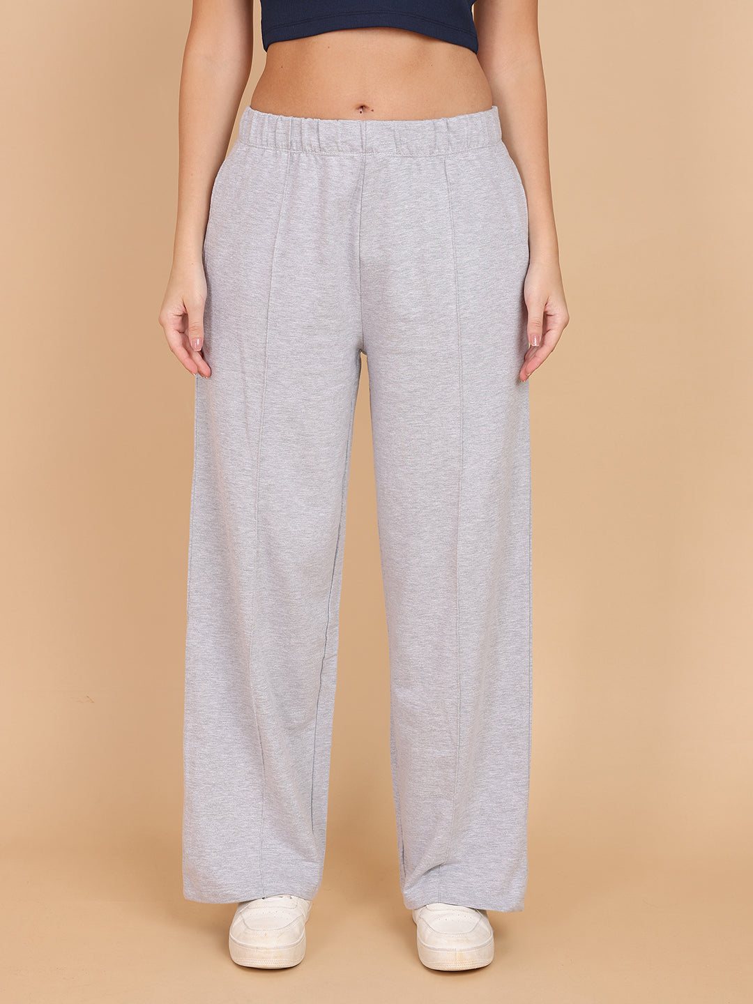Women Grey Relaxed Straight Pant