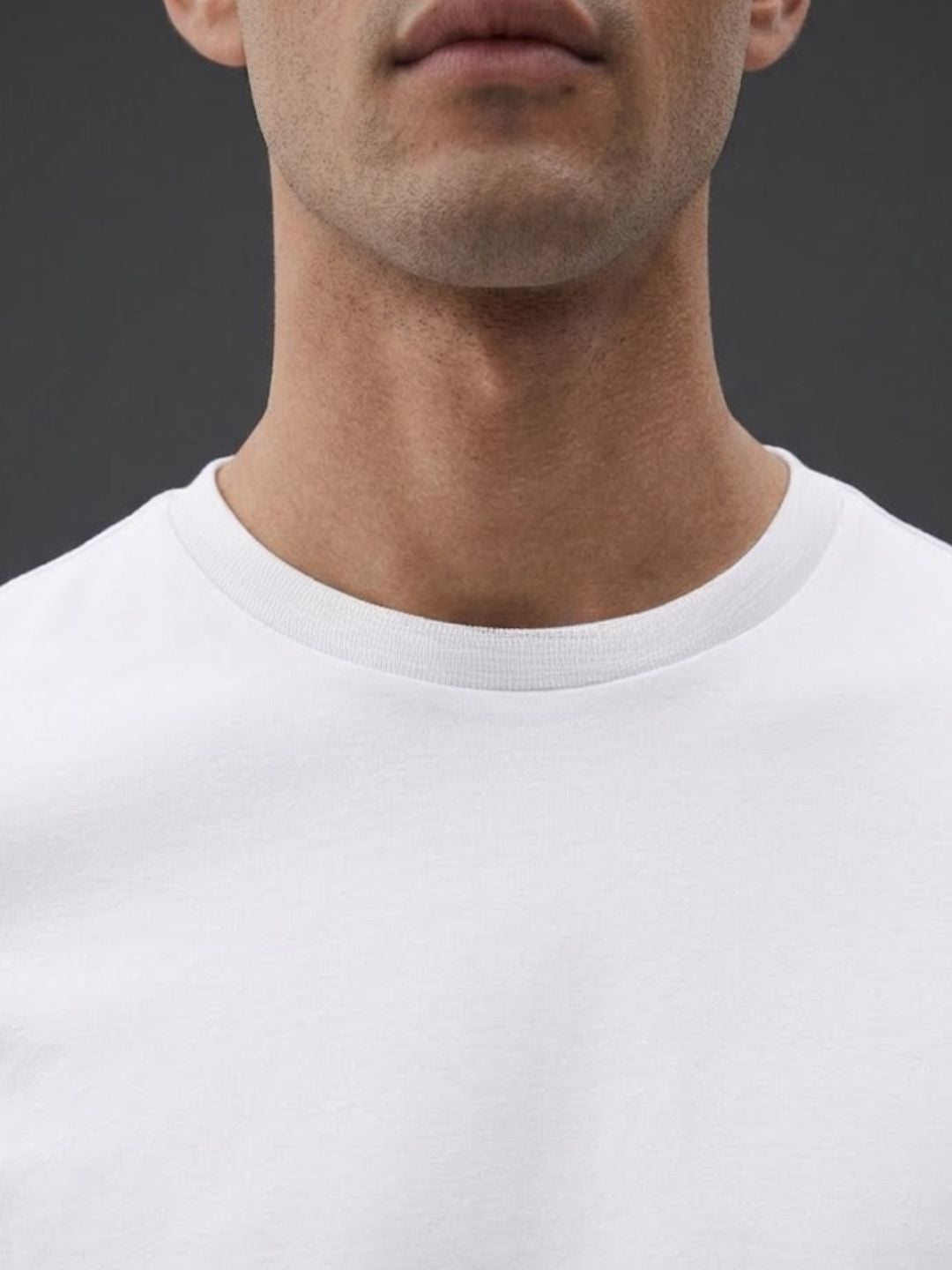 Men White Solid Cotton T-shirt