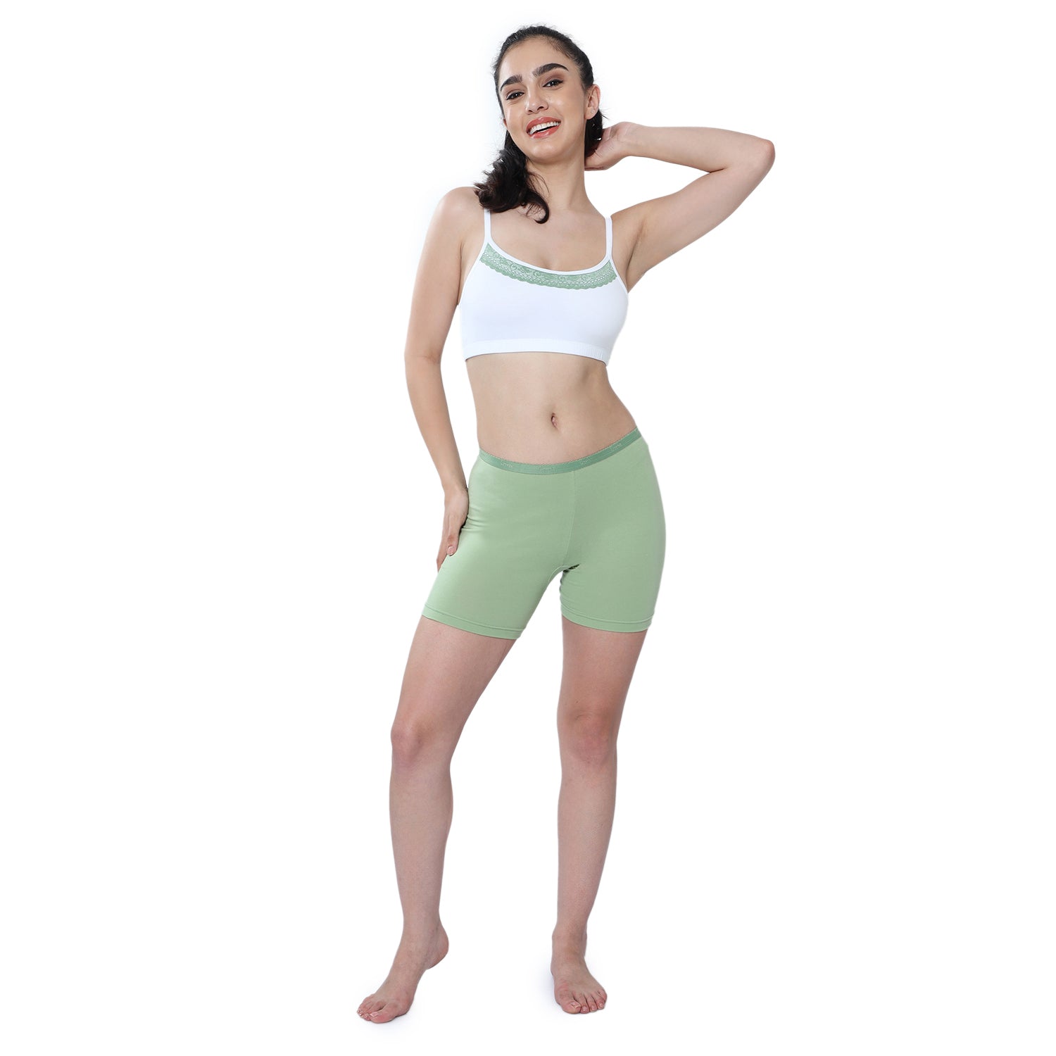 Women Green Cycling Shorts