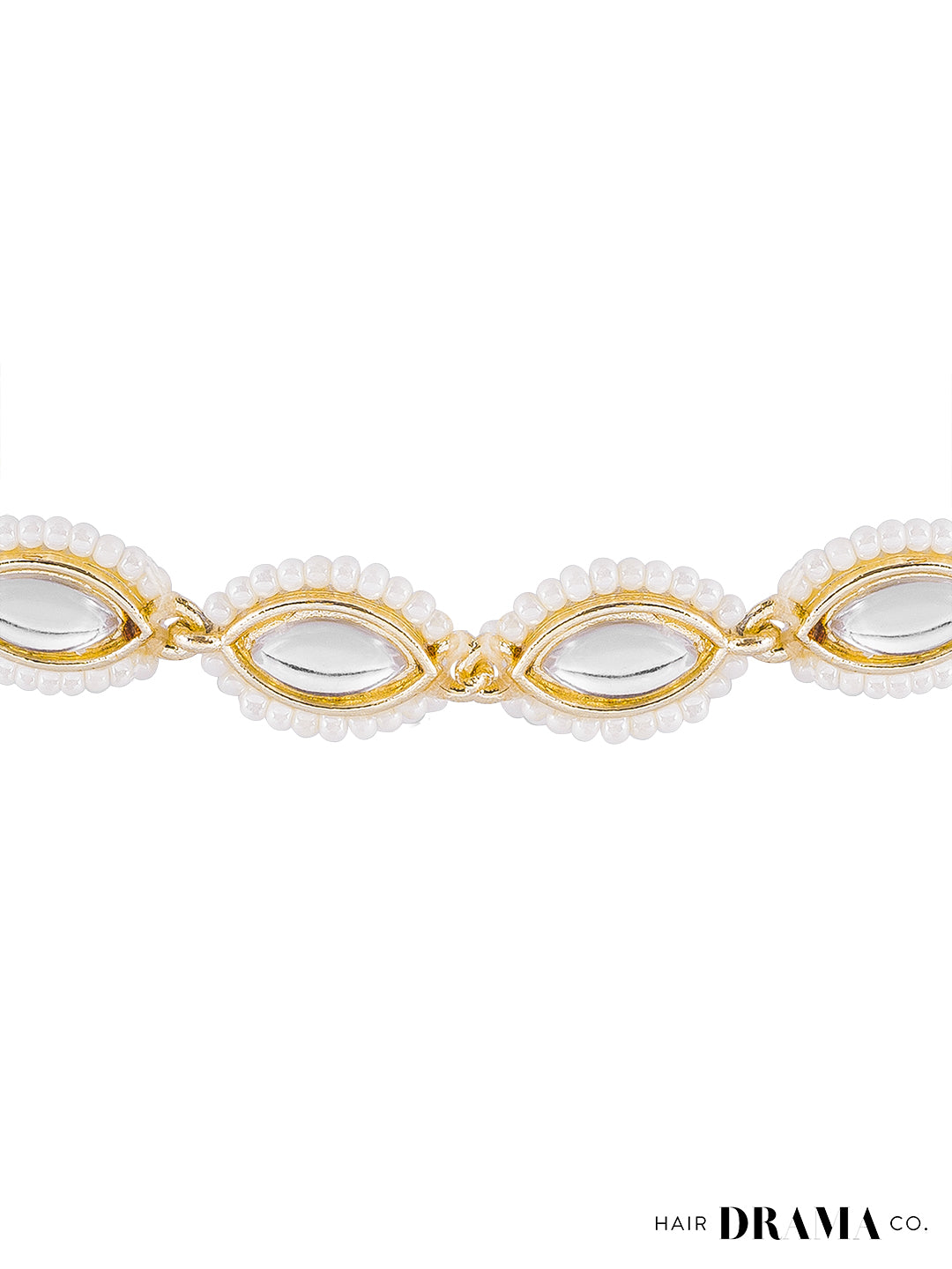 Women Gold Oval Matthapatti With Pearl And Crystal