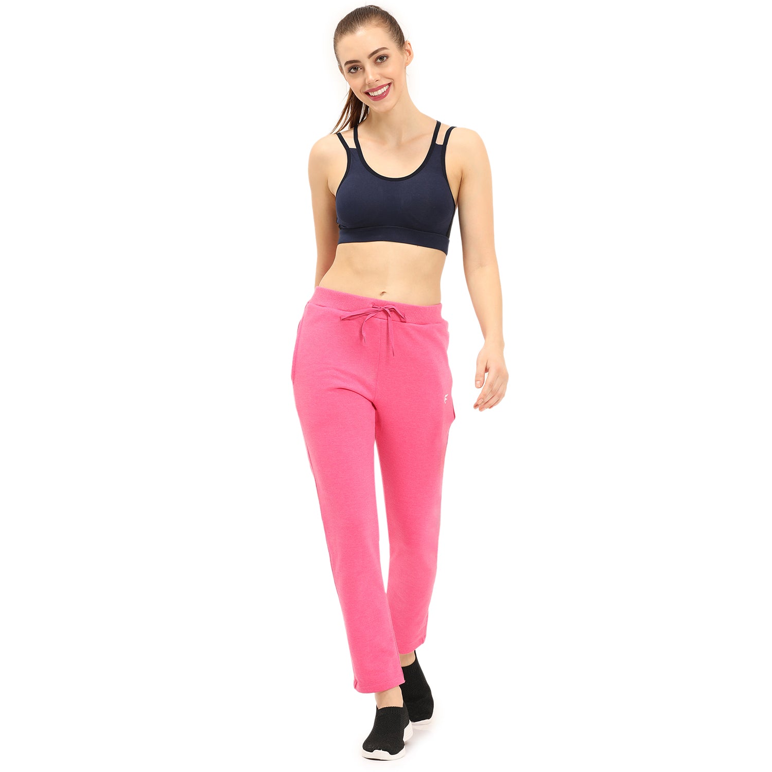 Women Pink Ankle Length Fleece Track Pant