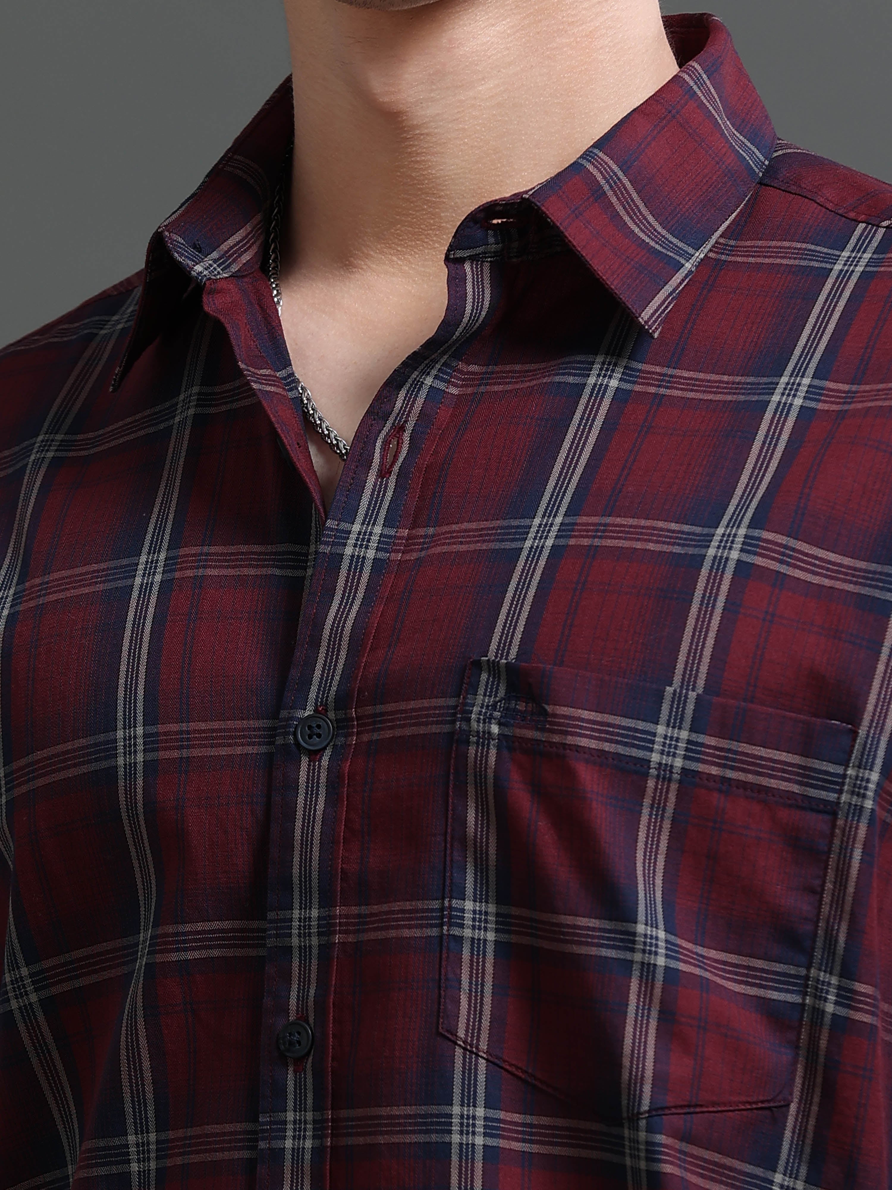 Men Red Check Shirt