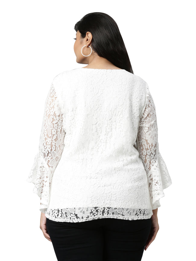 Women White Lace Top