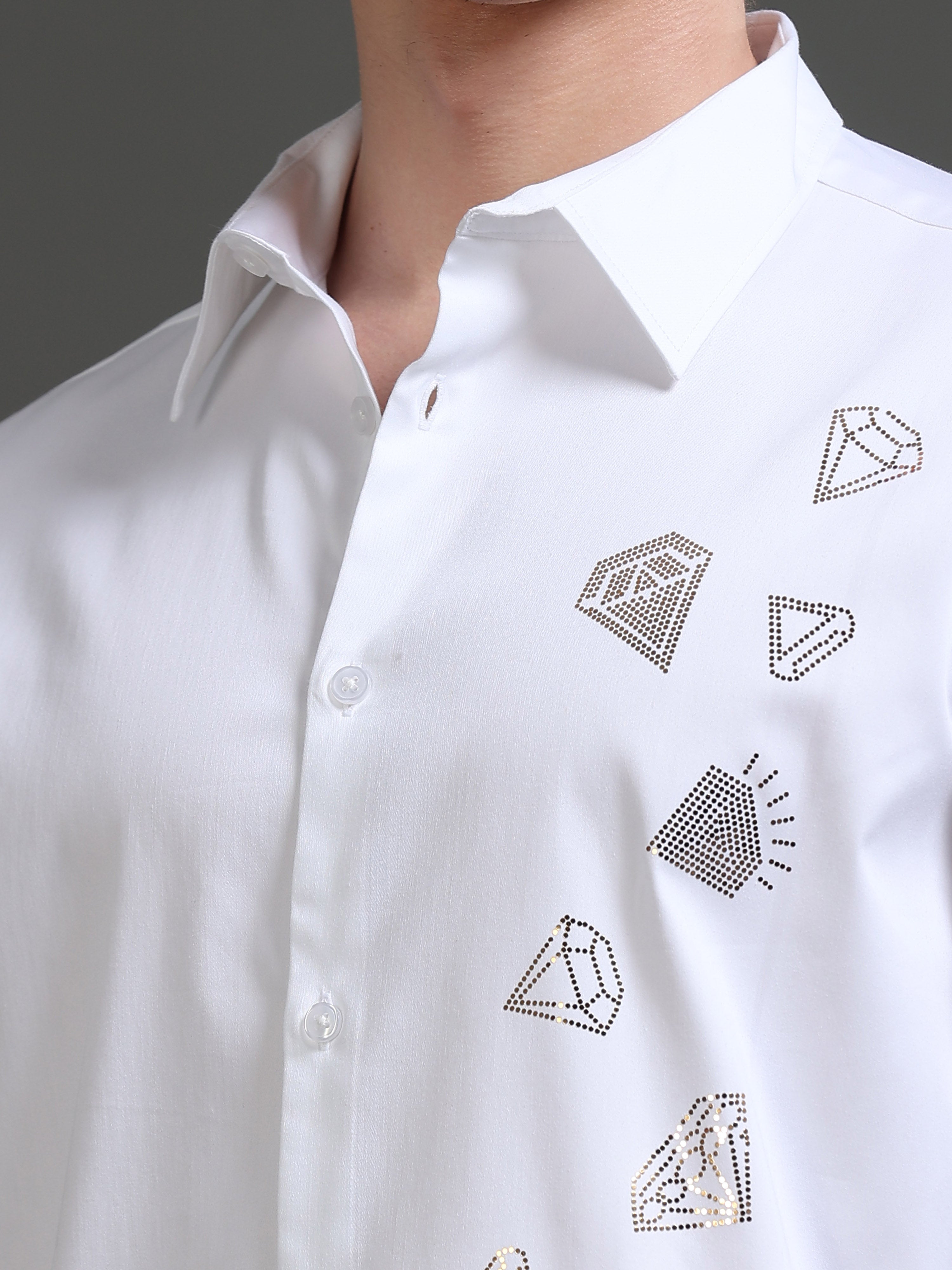 Men White Solid Shirt