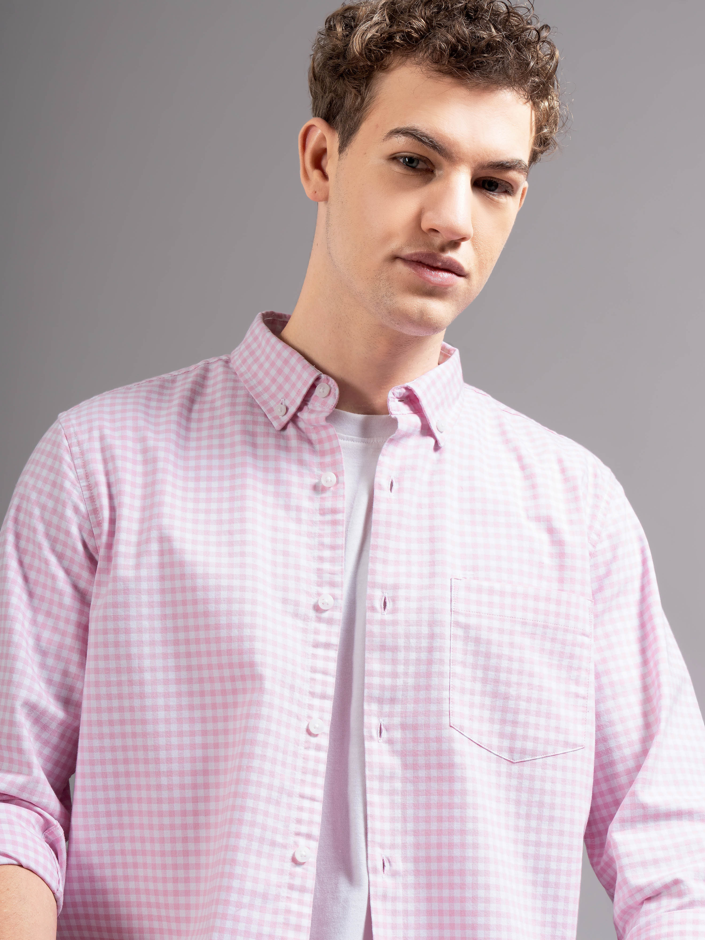 Men Pink Oxford Shirt