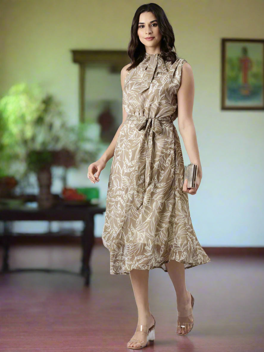 Women Floral Woven Midi Chiffon Dress