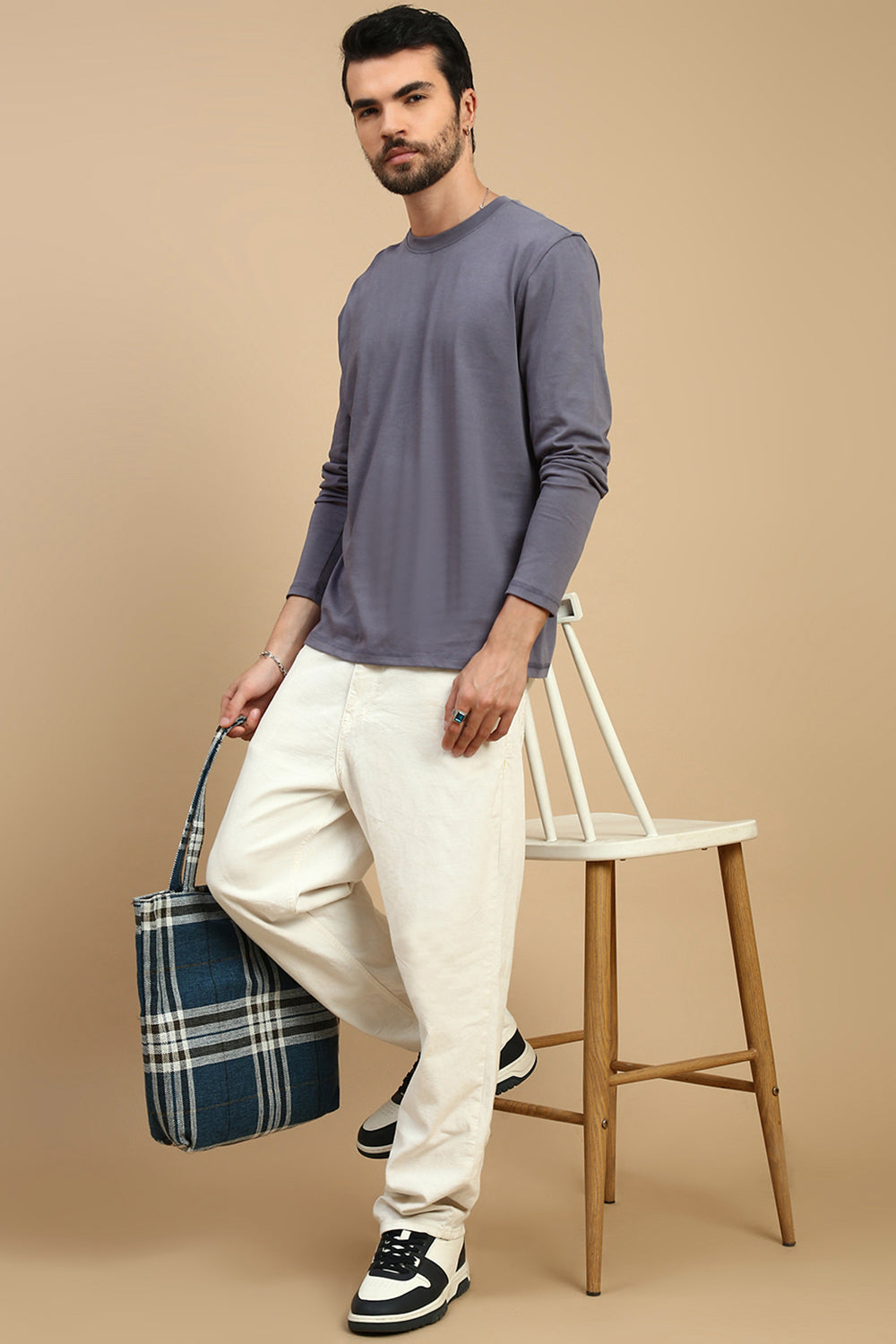 Men Blue Crew Neck T-Shirt