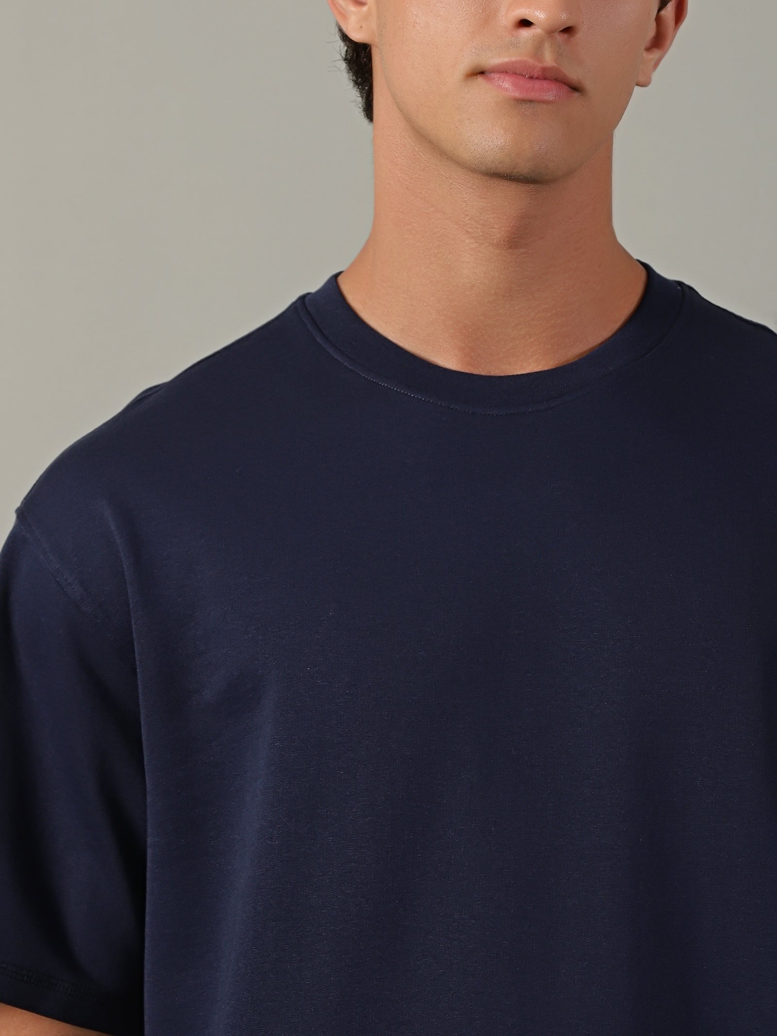Men Navy Crew Neck Oversize Tshirt