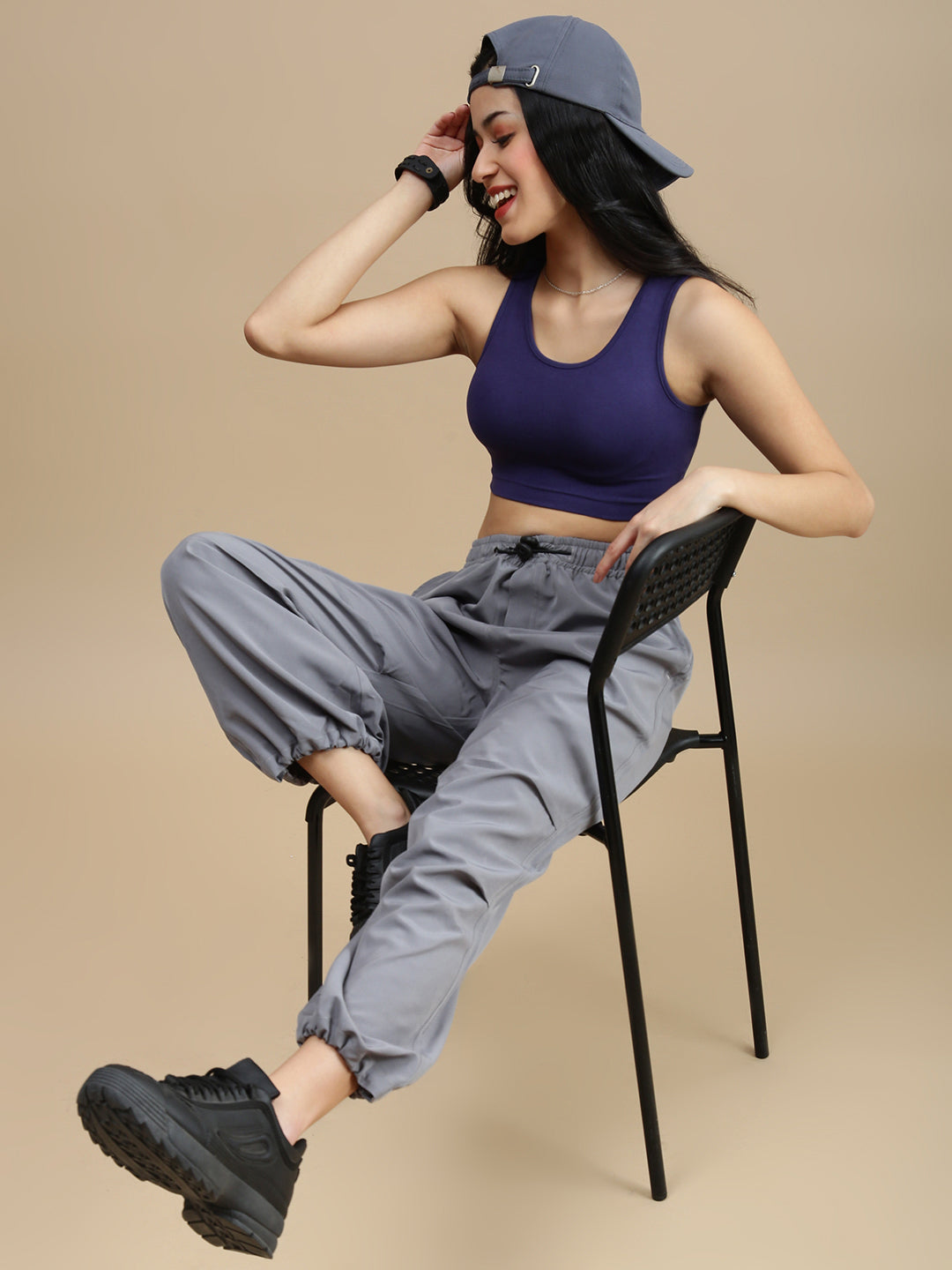 Women Navy Blue Athleisure Top