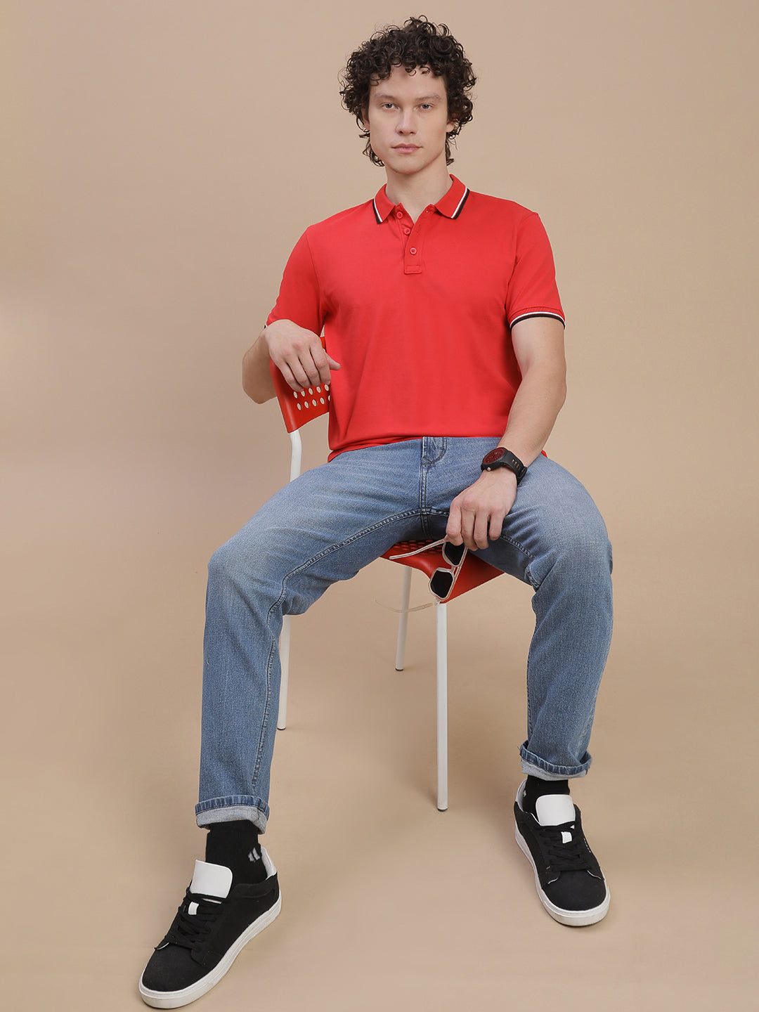 Men Red Slim Fit T-Shirt