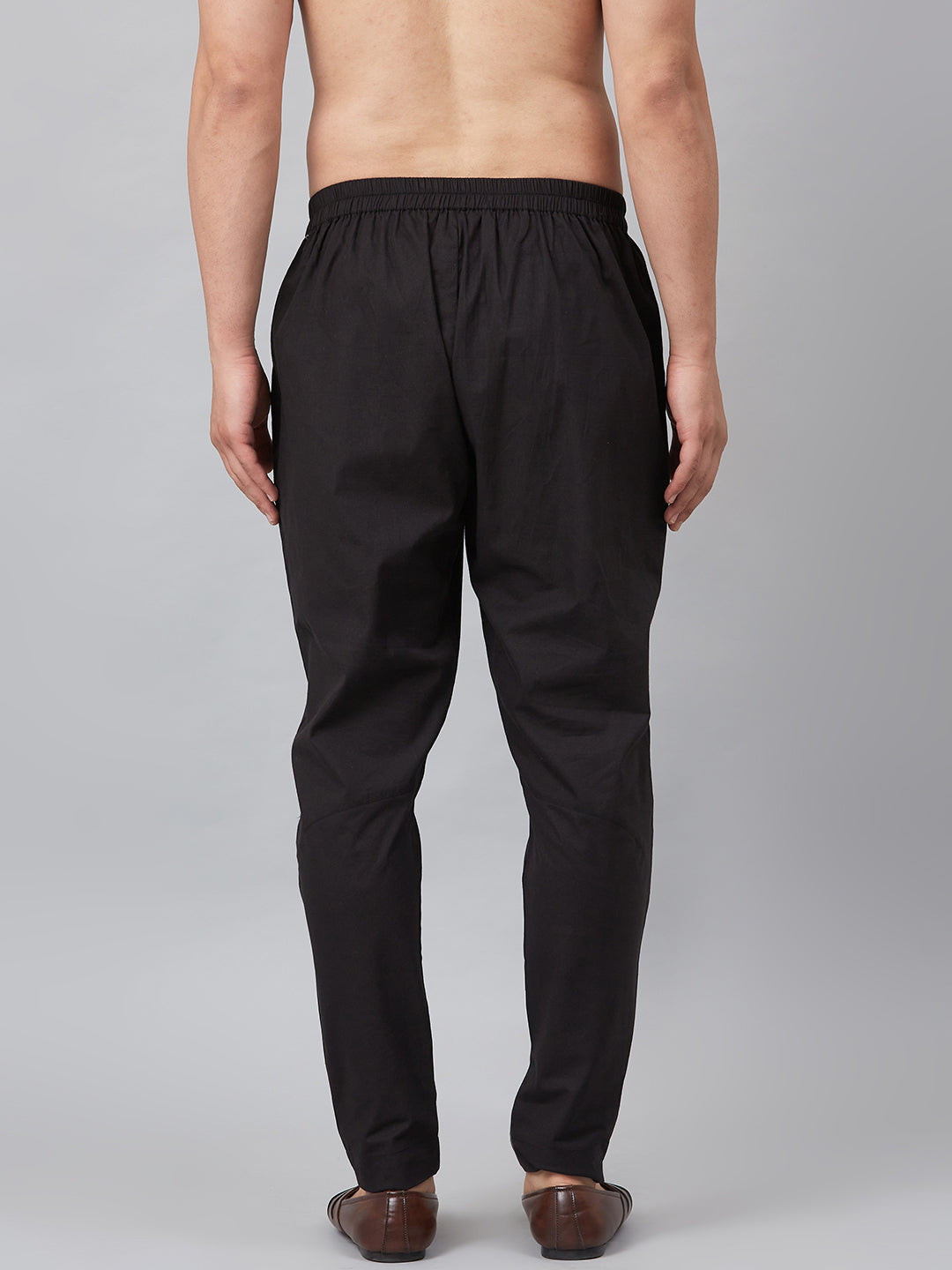 Men Black Solid Trouser Style Pyjamas