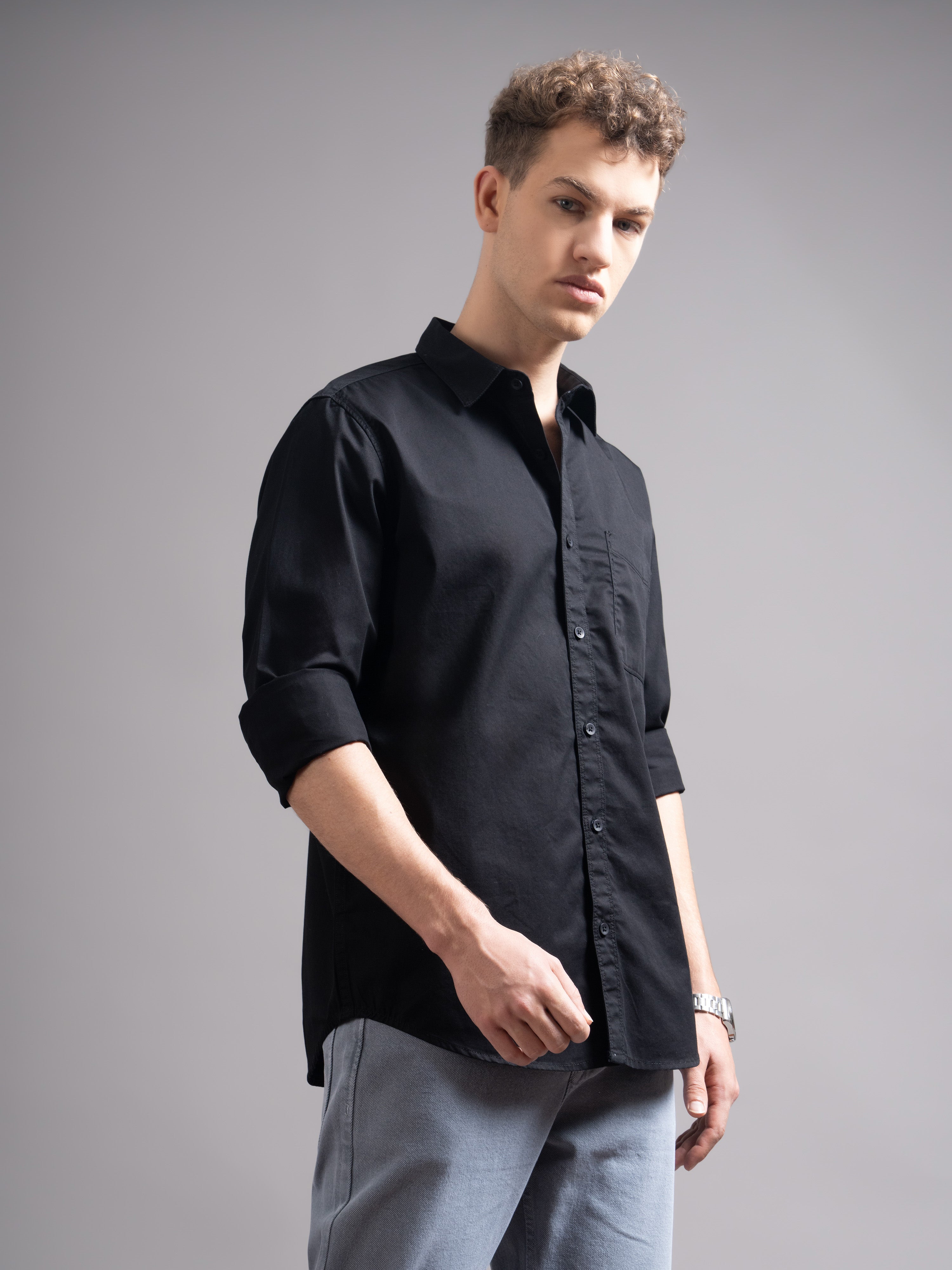 Men Black Twill Shirt