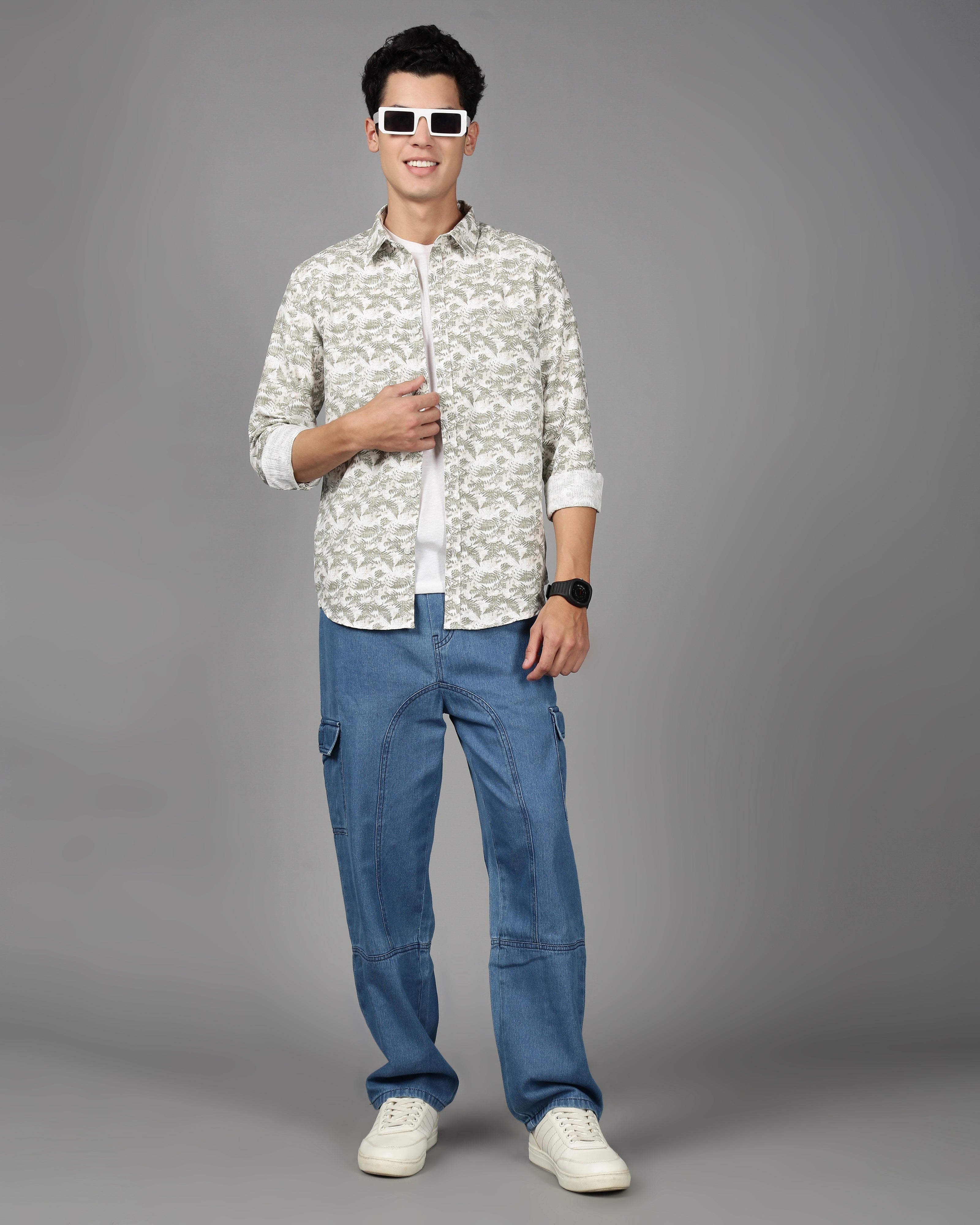 Men Green Printed Shirt