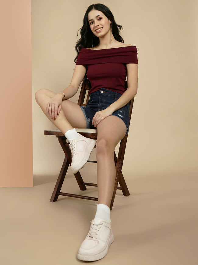 Women Burgundy Sleeveless Top