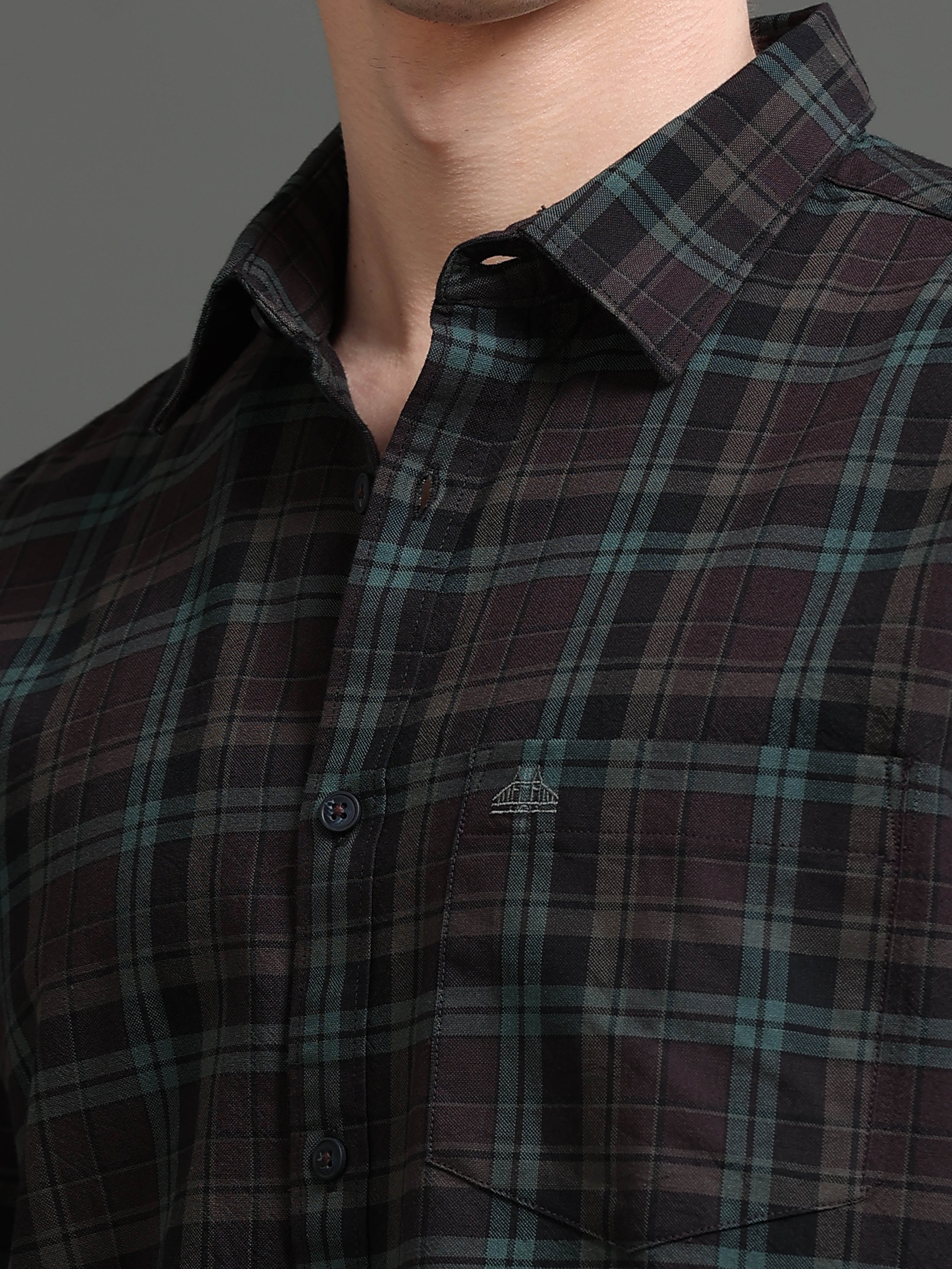 Men Green Checked Shirt