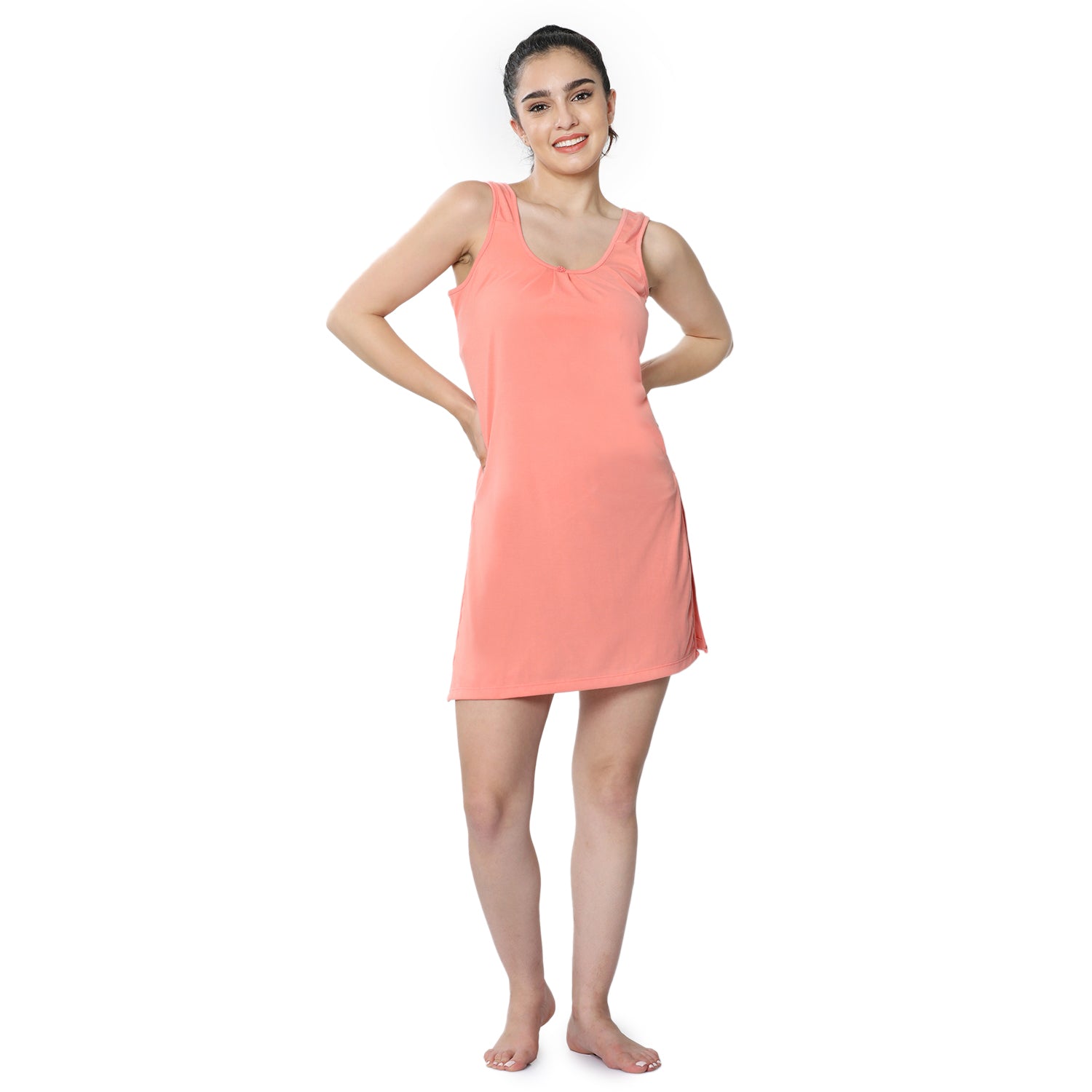 Relaxed Fit Scoop Neck Broad Shoulder Kurta Slip