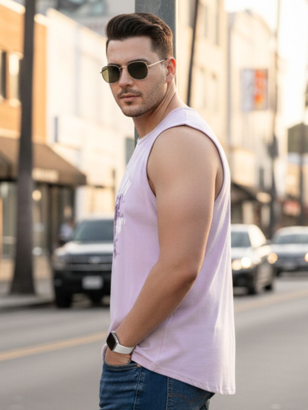 Men Purple Printed T-shirt