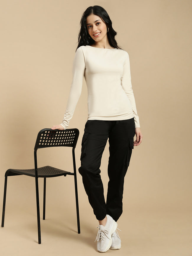 Women Beige Full Sleeve Top