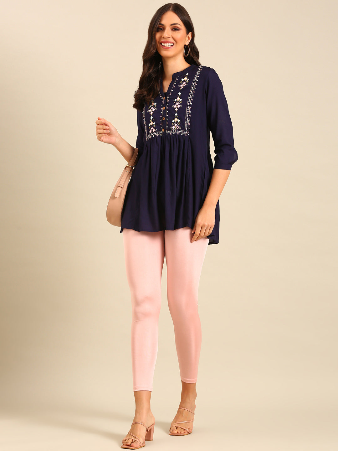 Women Rose Gold Festive Leggings