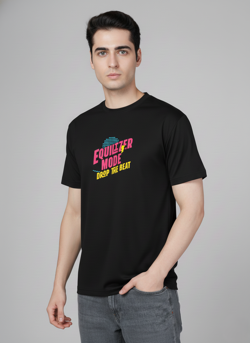 Men Cotton Black Printed Tshirt
