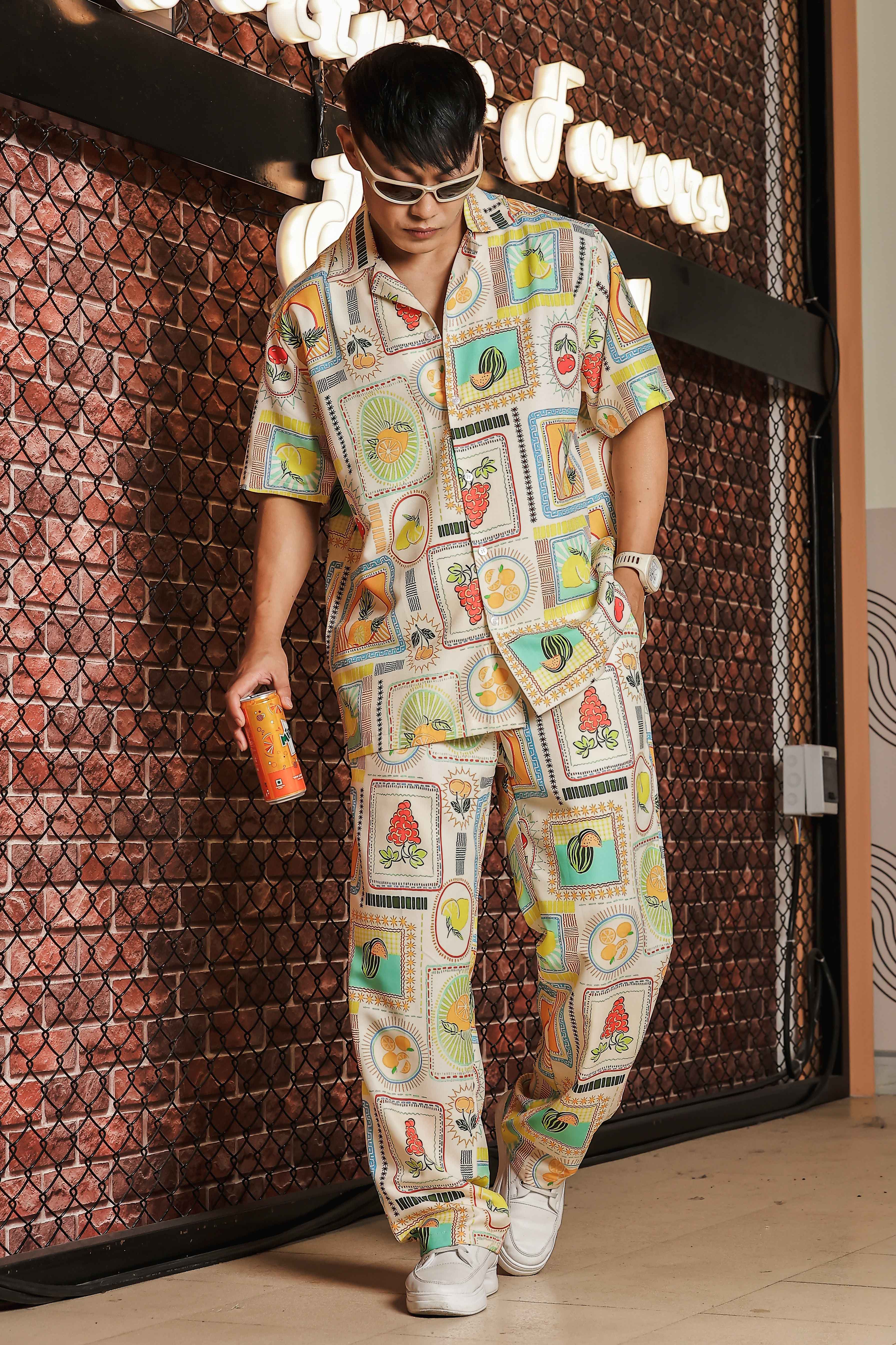 Unisex Beige Mid-Rise Pants