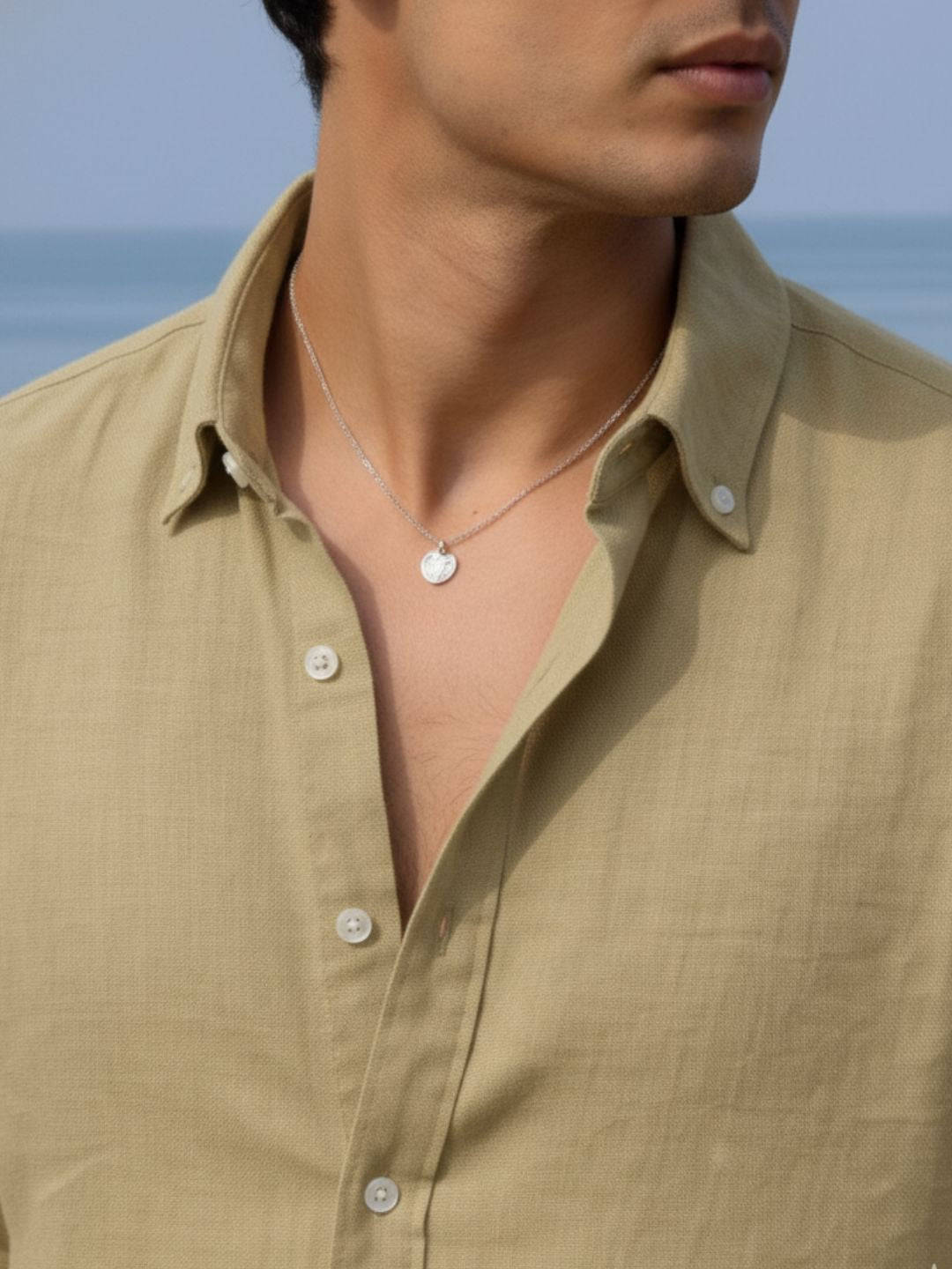 Men Khakhi Solid Shirt