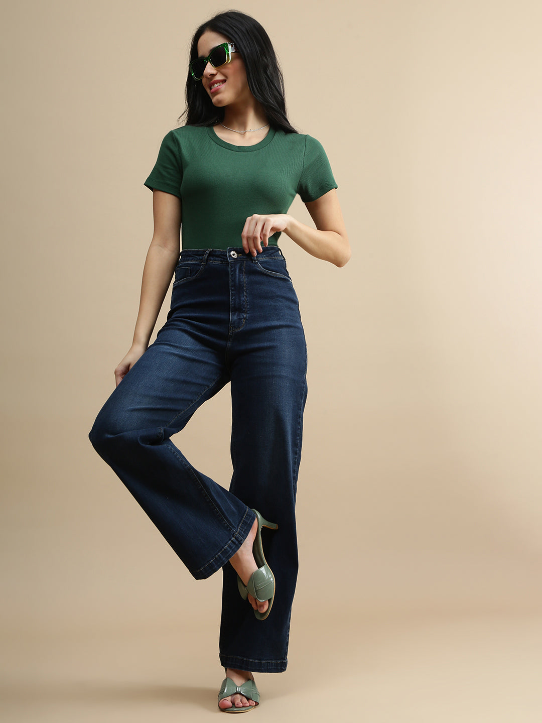 Women Green Casual Top
