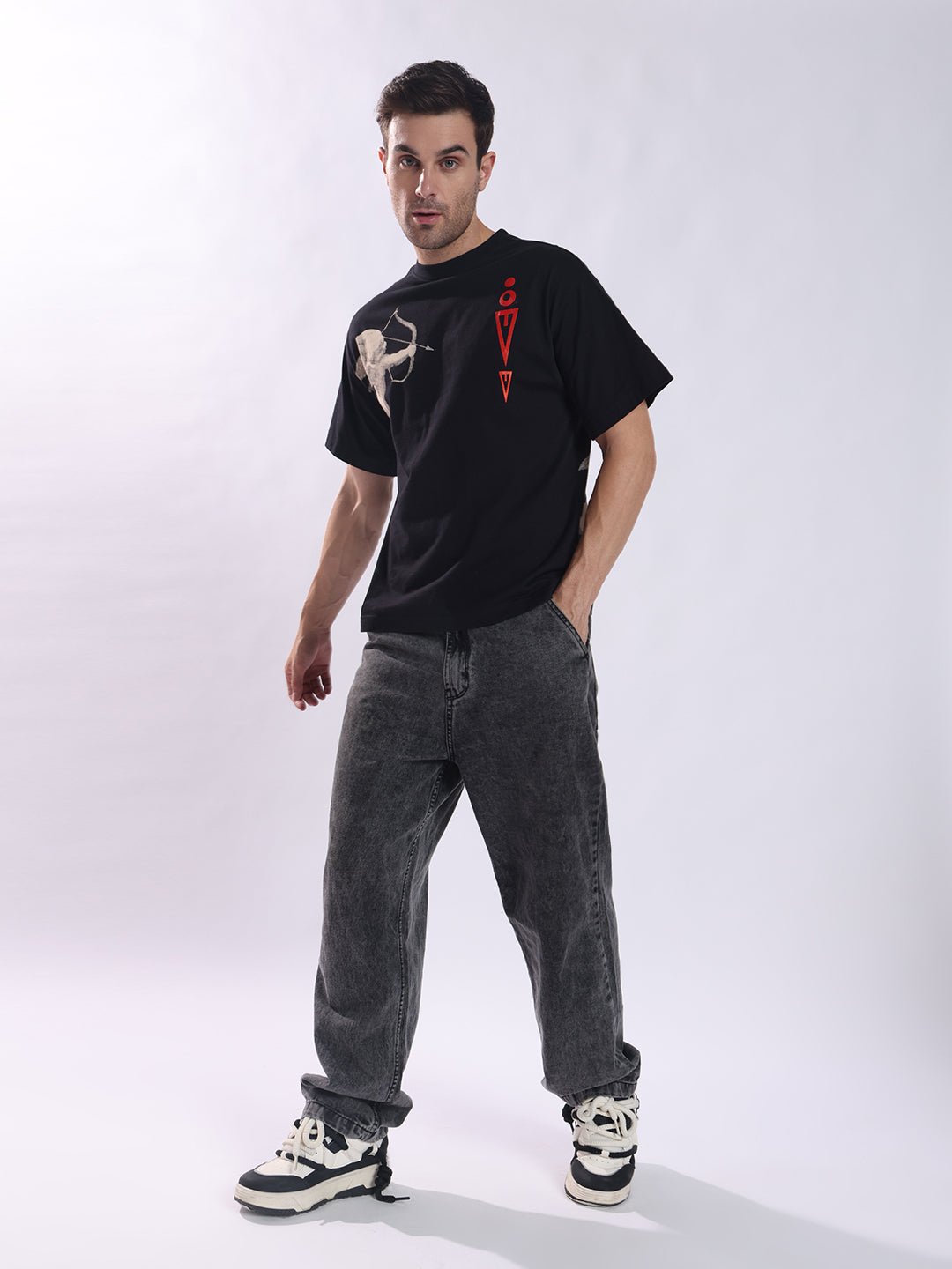 Men Black Cotton Oversized T-Shirt