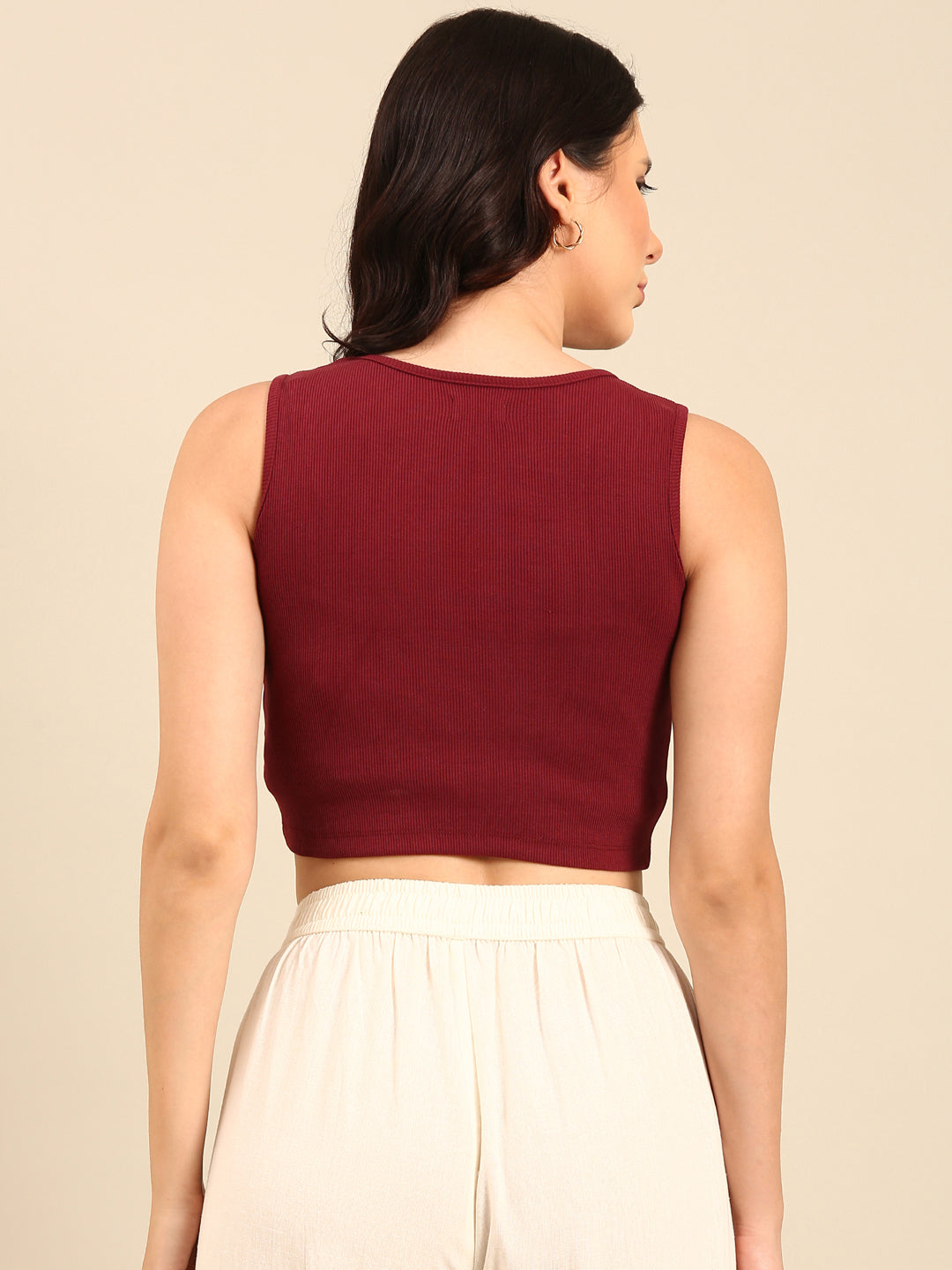 Women Burgundy Casual Top