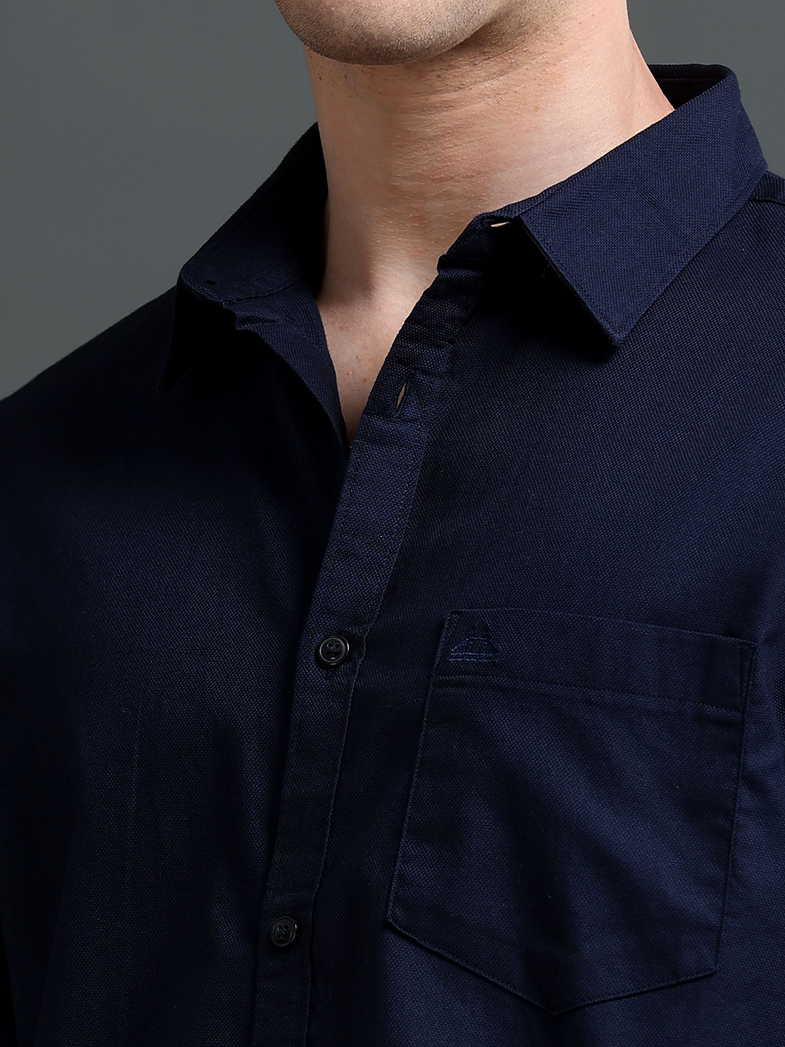 Men Navy Dobby Shirt