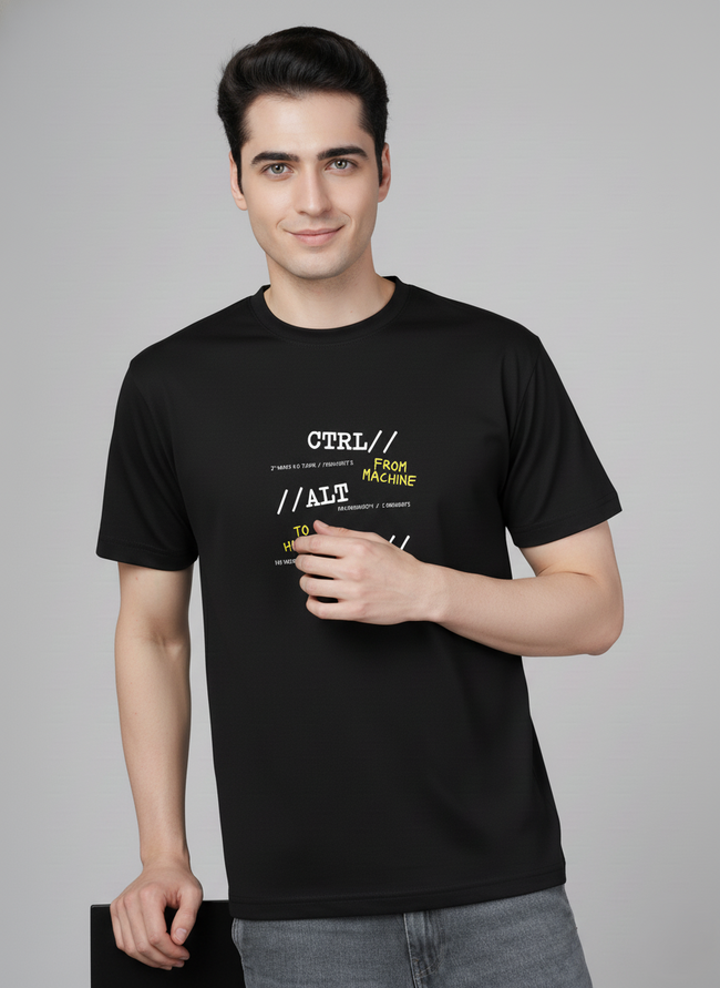 Men Cotton Black Printed Tshirt
