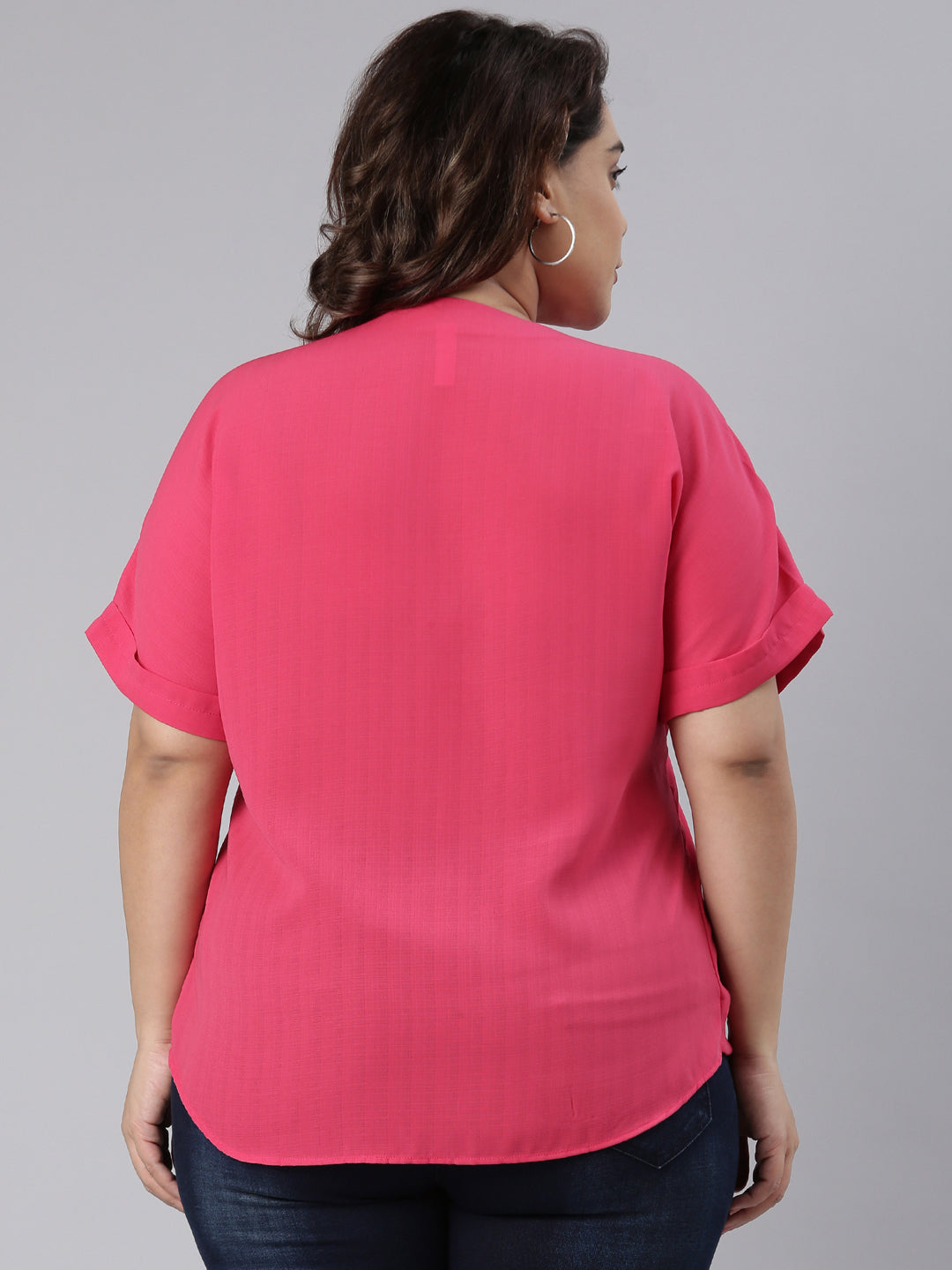 Women Pink Overlap Top