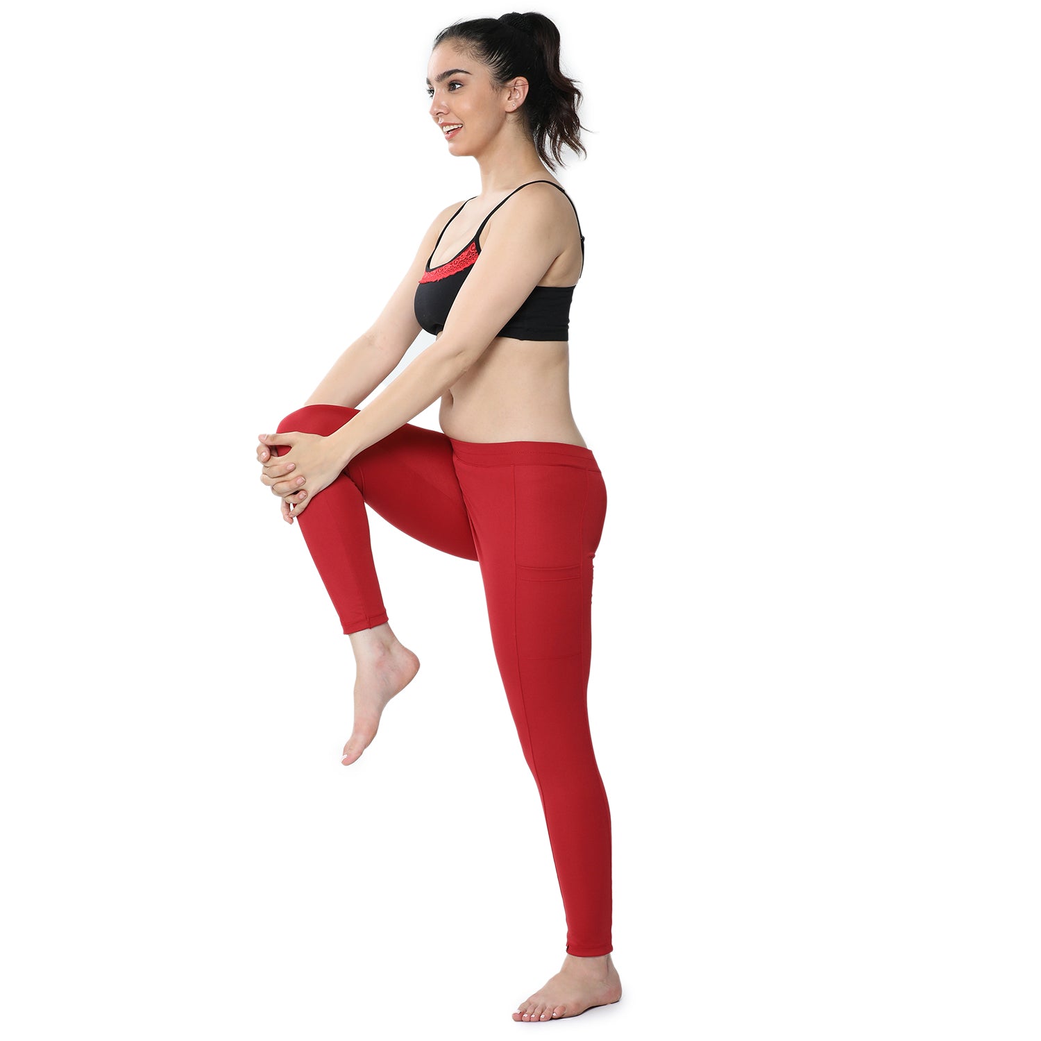 Women Maroon Ankle Length Yoga Pant