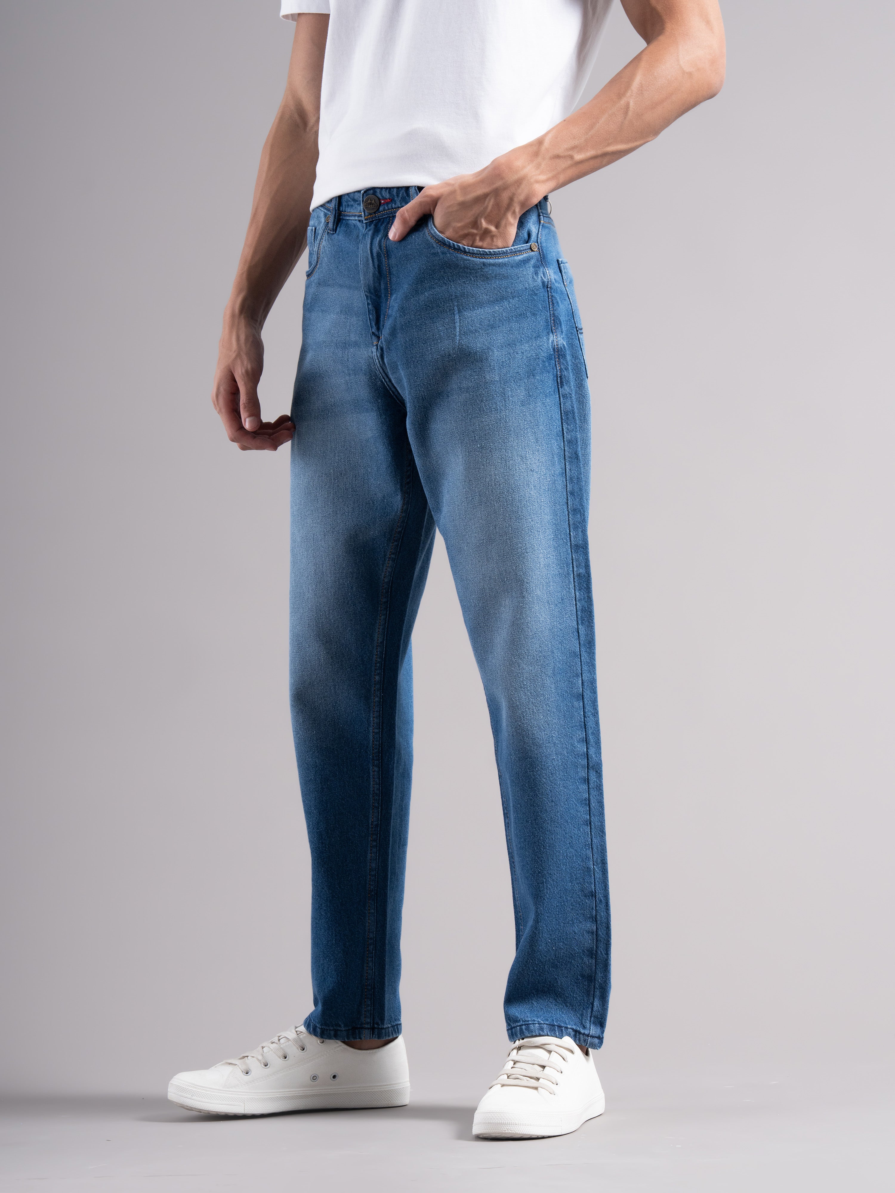 Men Teal Regular Fit Jeans