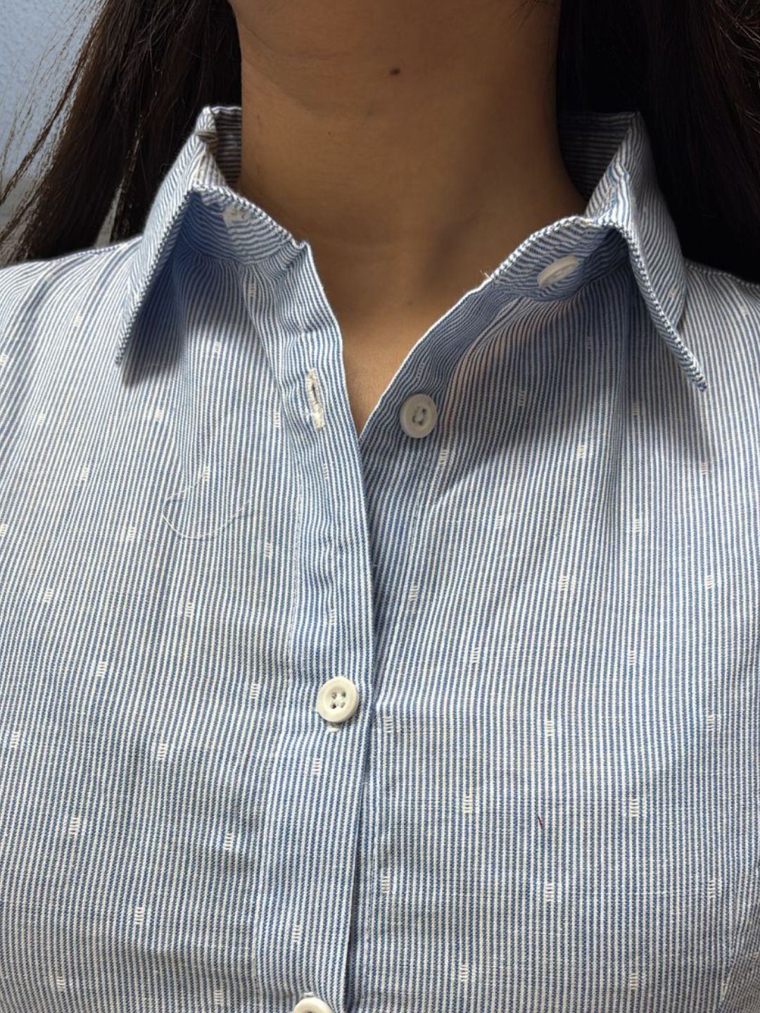 Women Blue Cotton Shirt