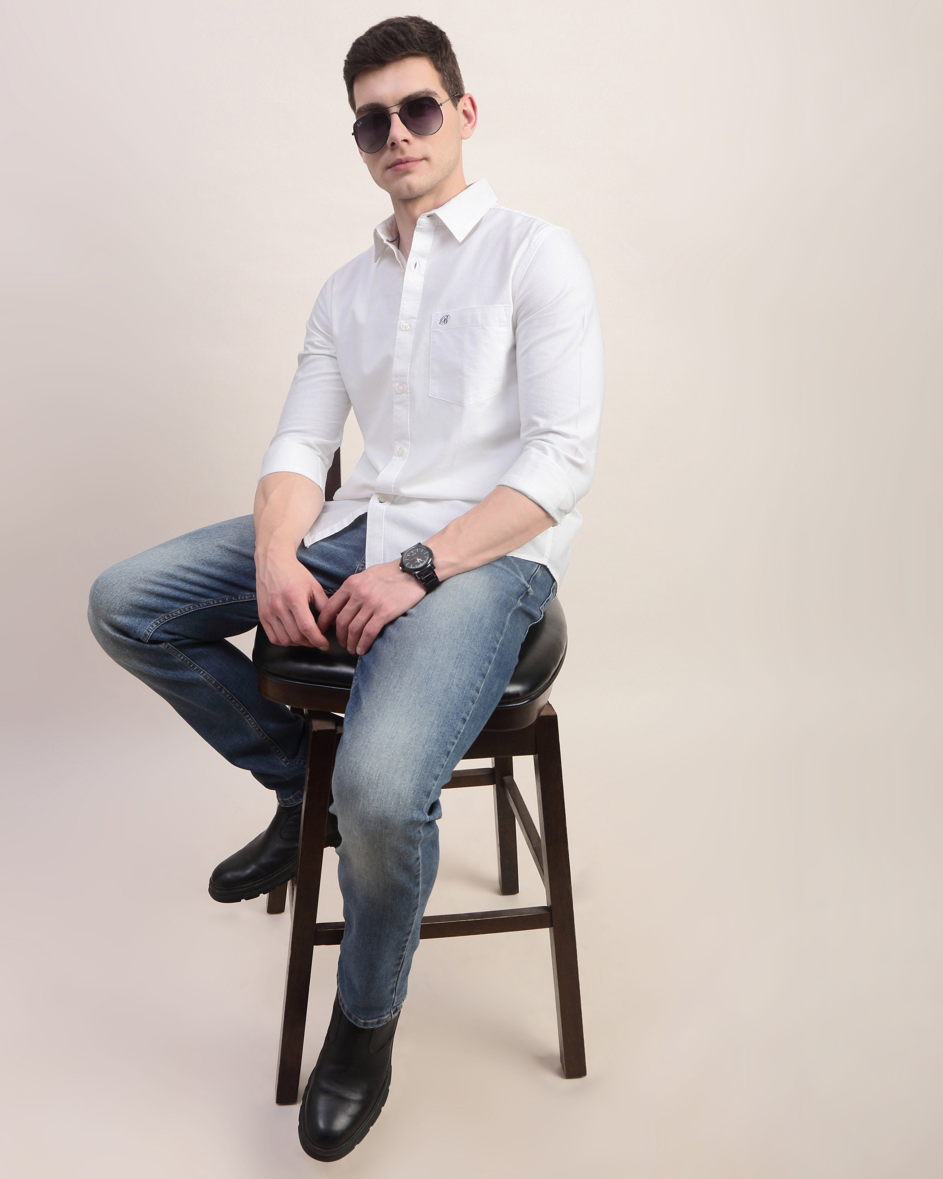Men White Oxford Shirt