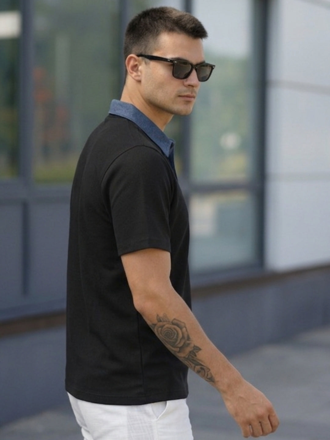 Men Black Polo T-Shirt