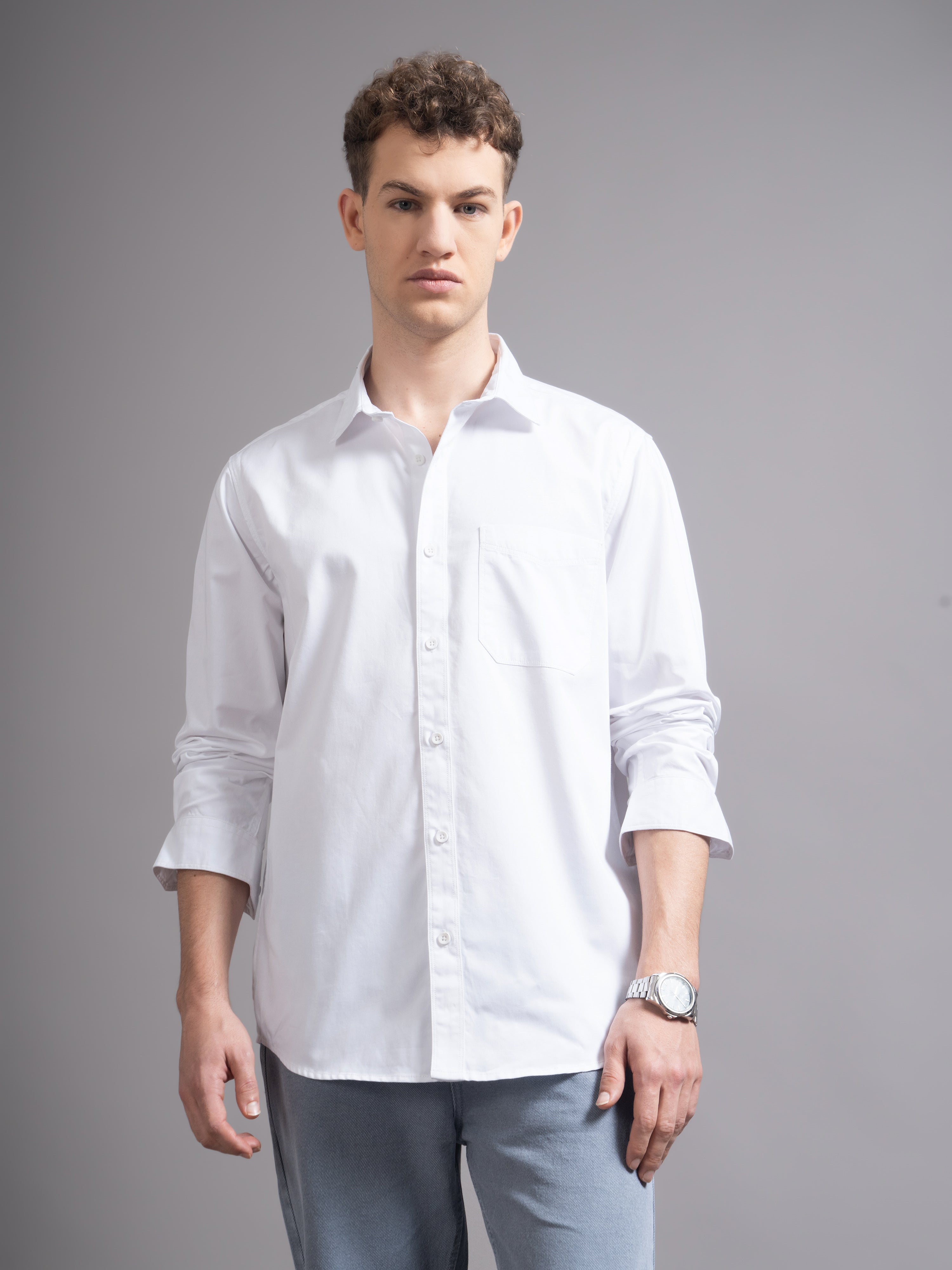 Men White Twill Shirt