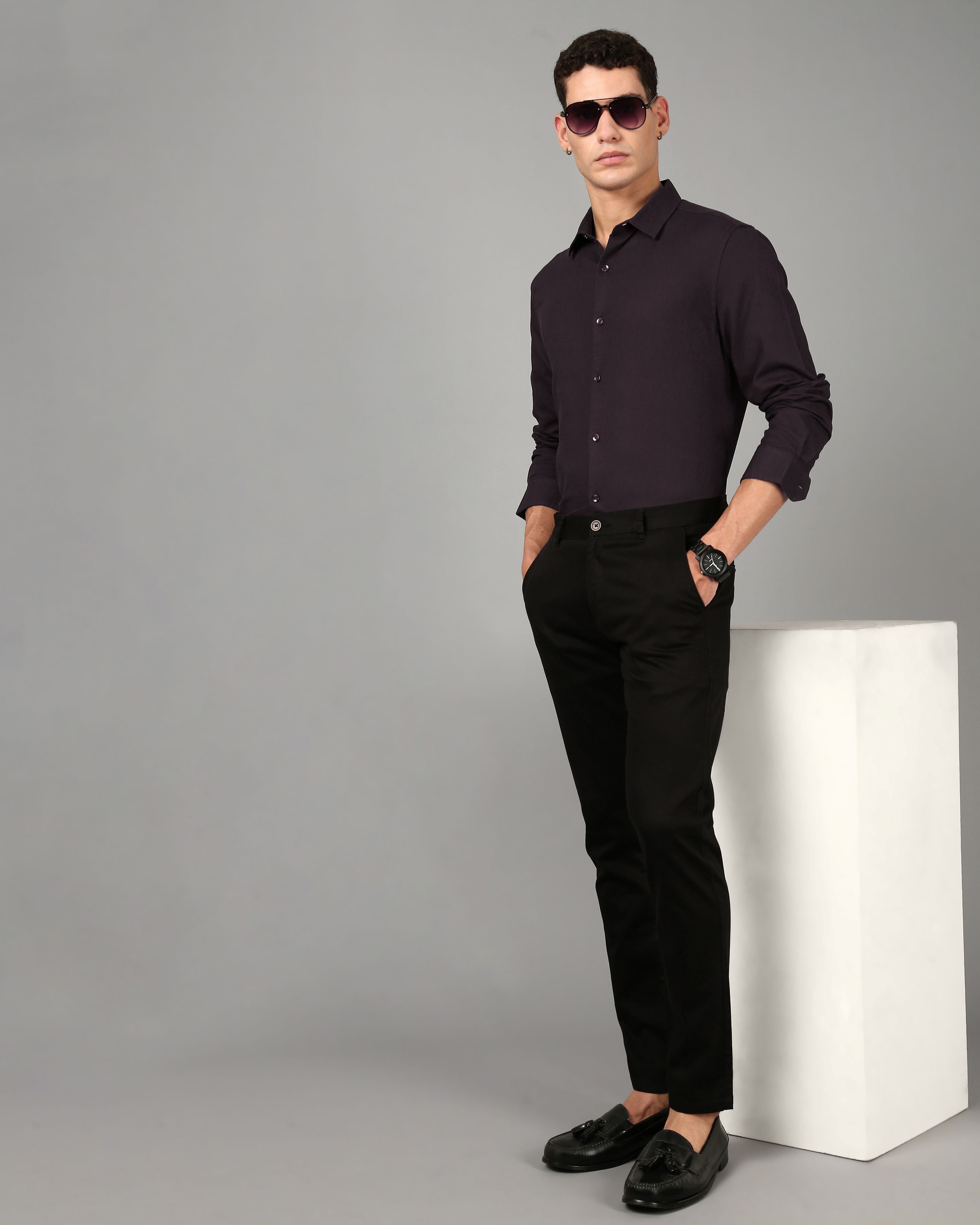 Men Wine Casual Shirt