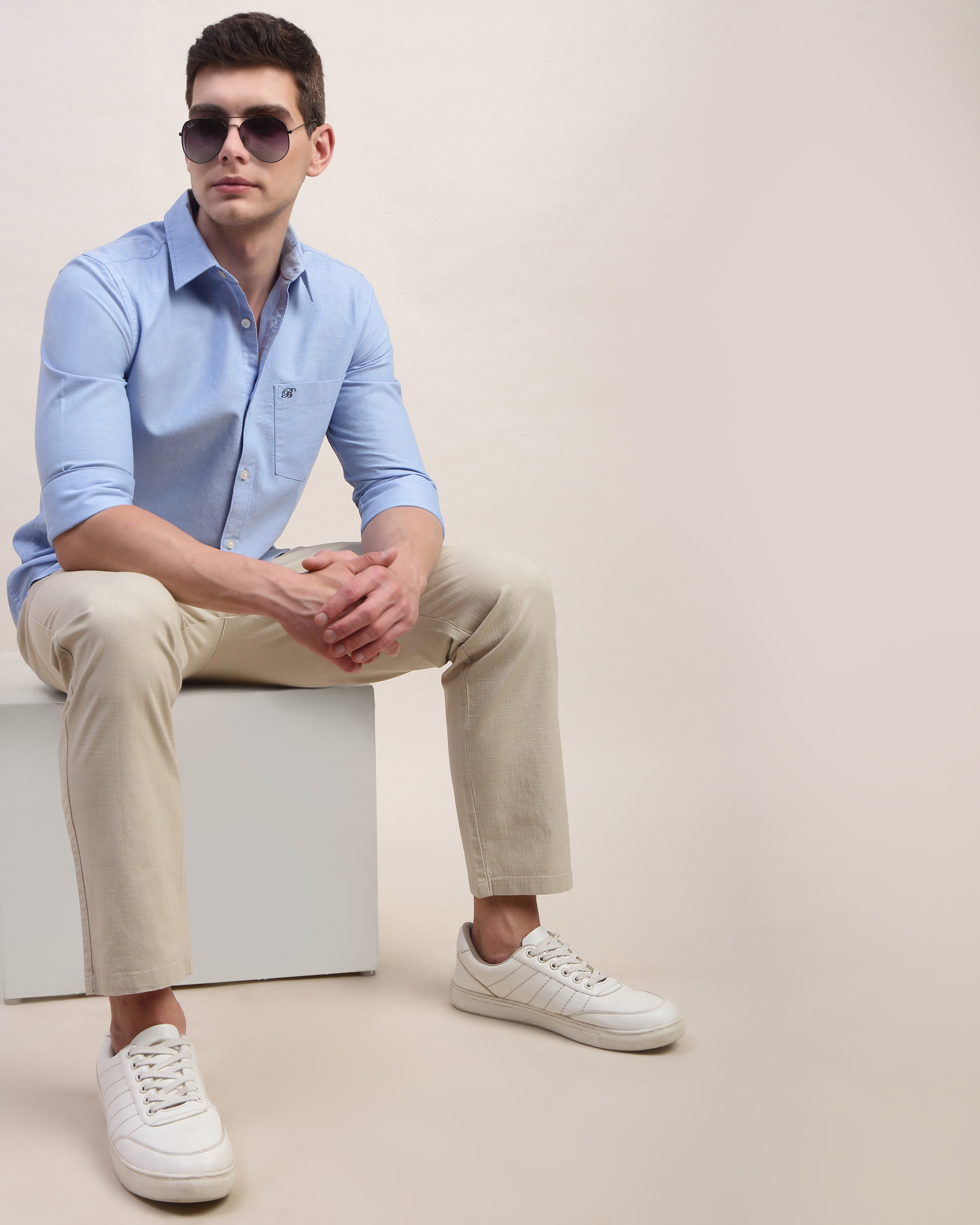 Men Blue Oxford Shirt