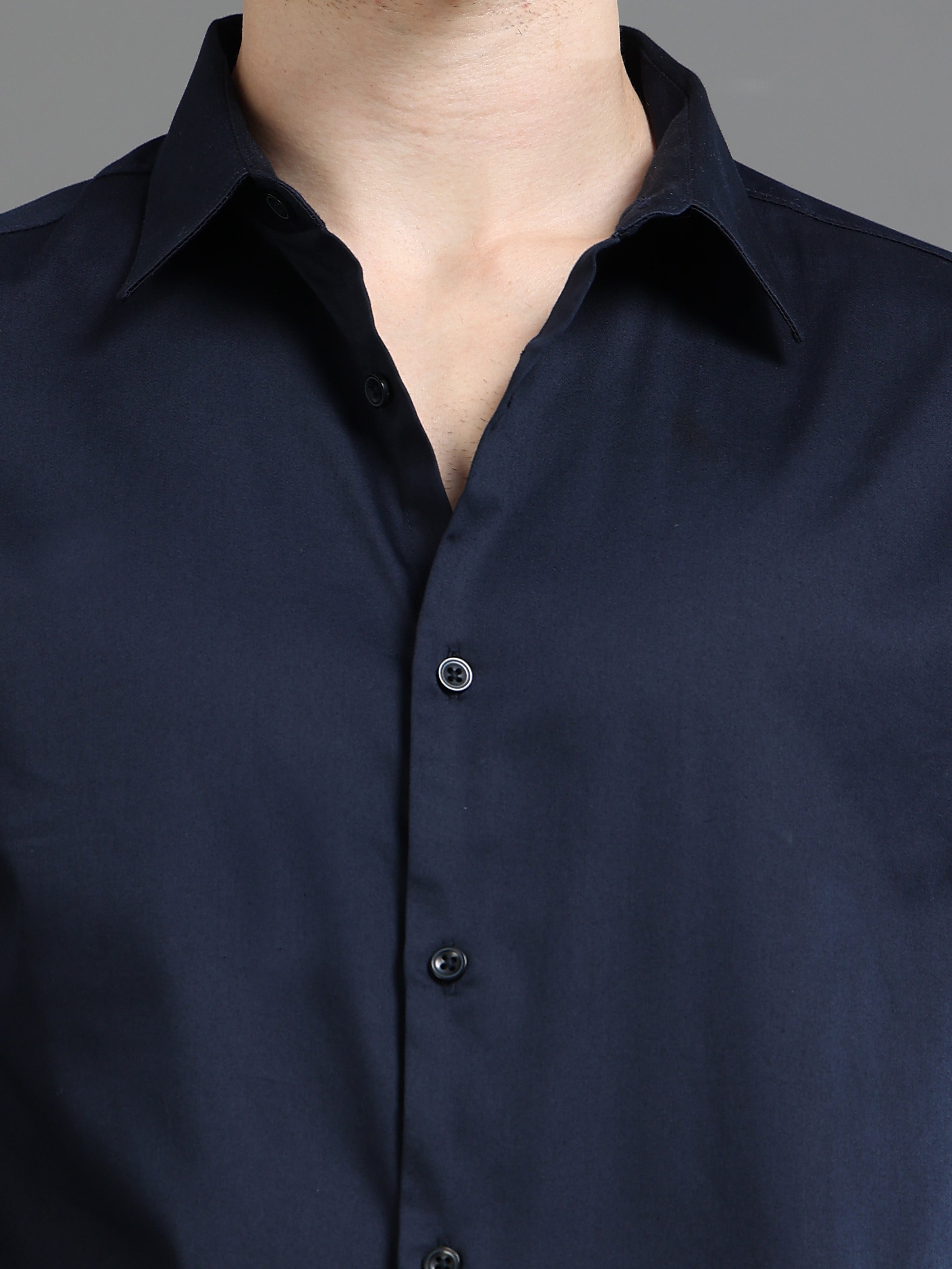 Men Navy  Satin Shirt