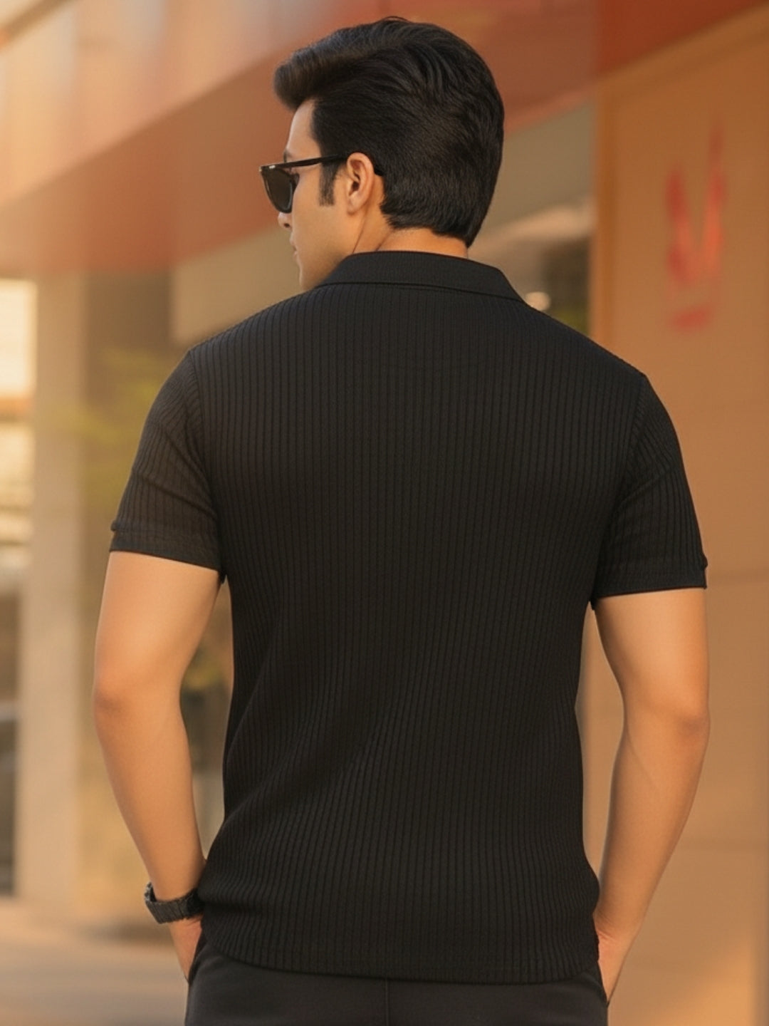 Men Black Polo T-Shirt