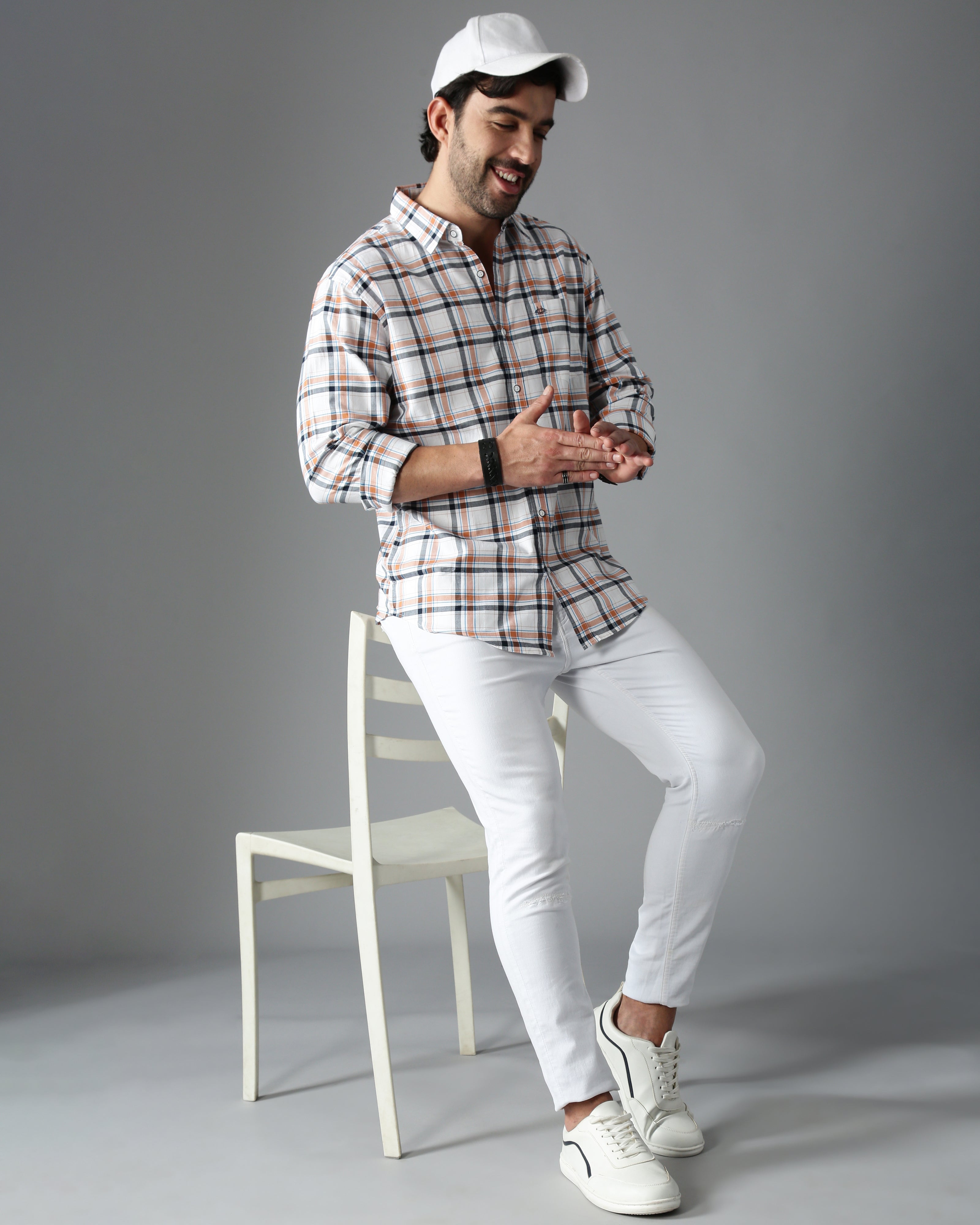 Men Brown Cotton Slim Shirt