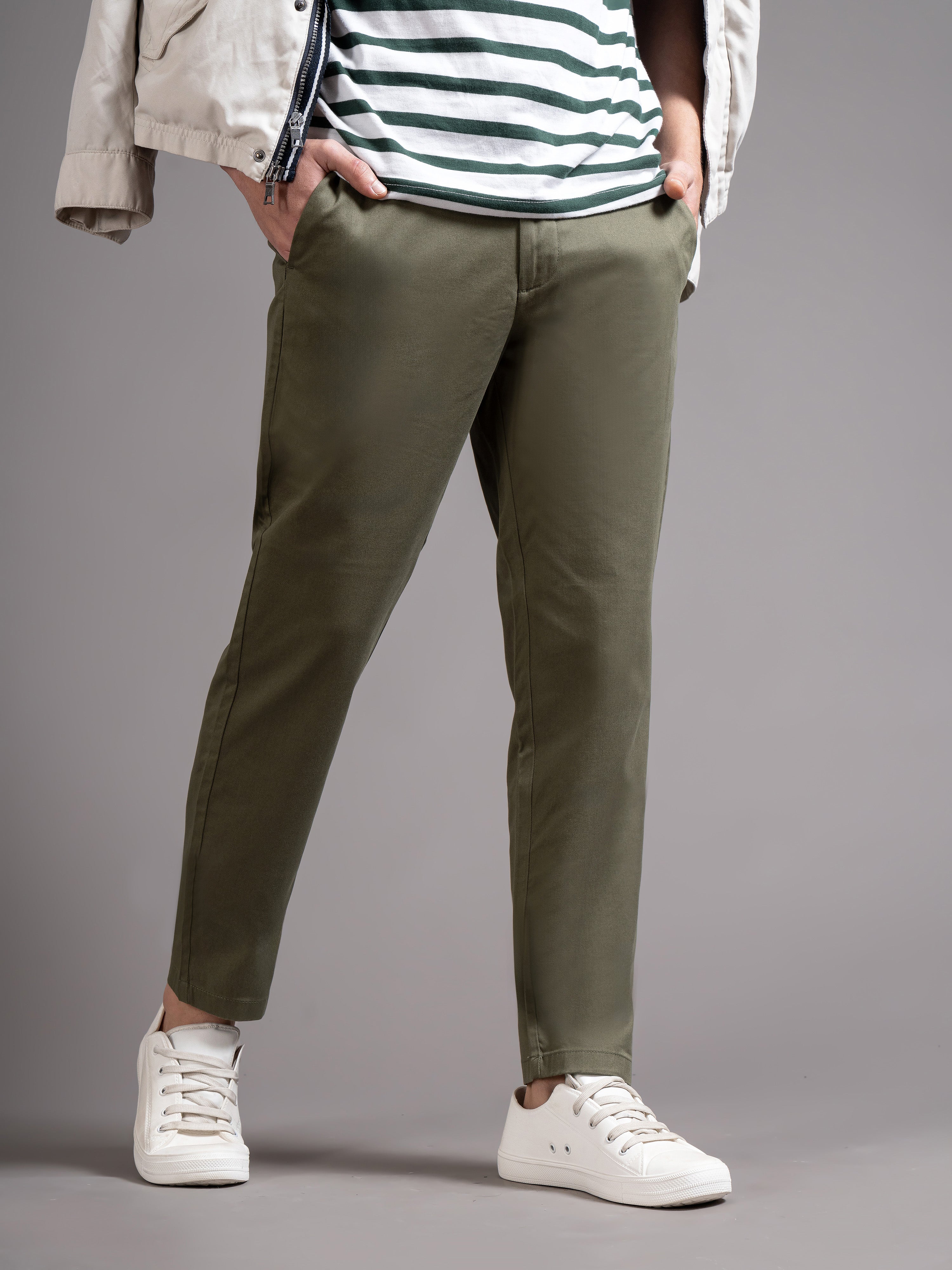 Men Green Smart Slim Fit Chinos