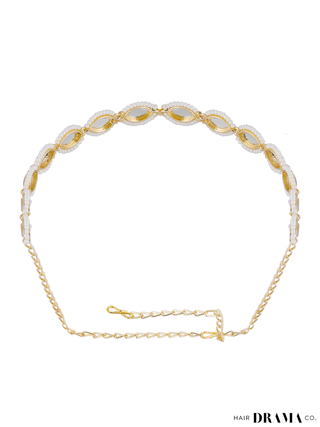 Women Gold Oval Matthapatti With Pearl And Crystal