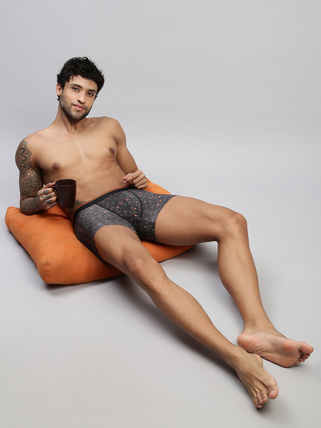 Men Black Modal Printed Trunks