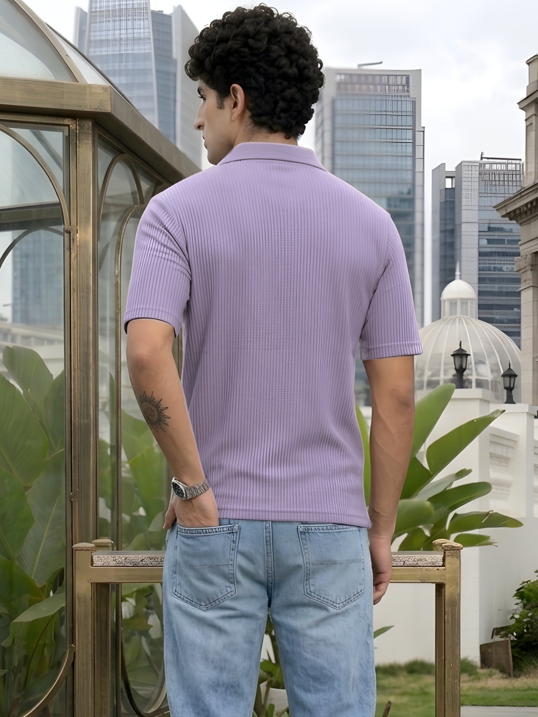 Men Purple Polo T-Shirt