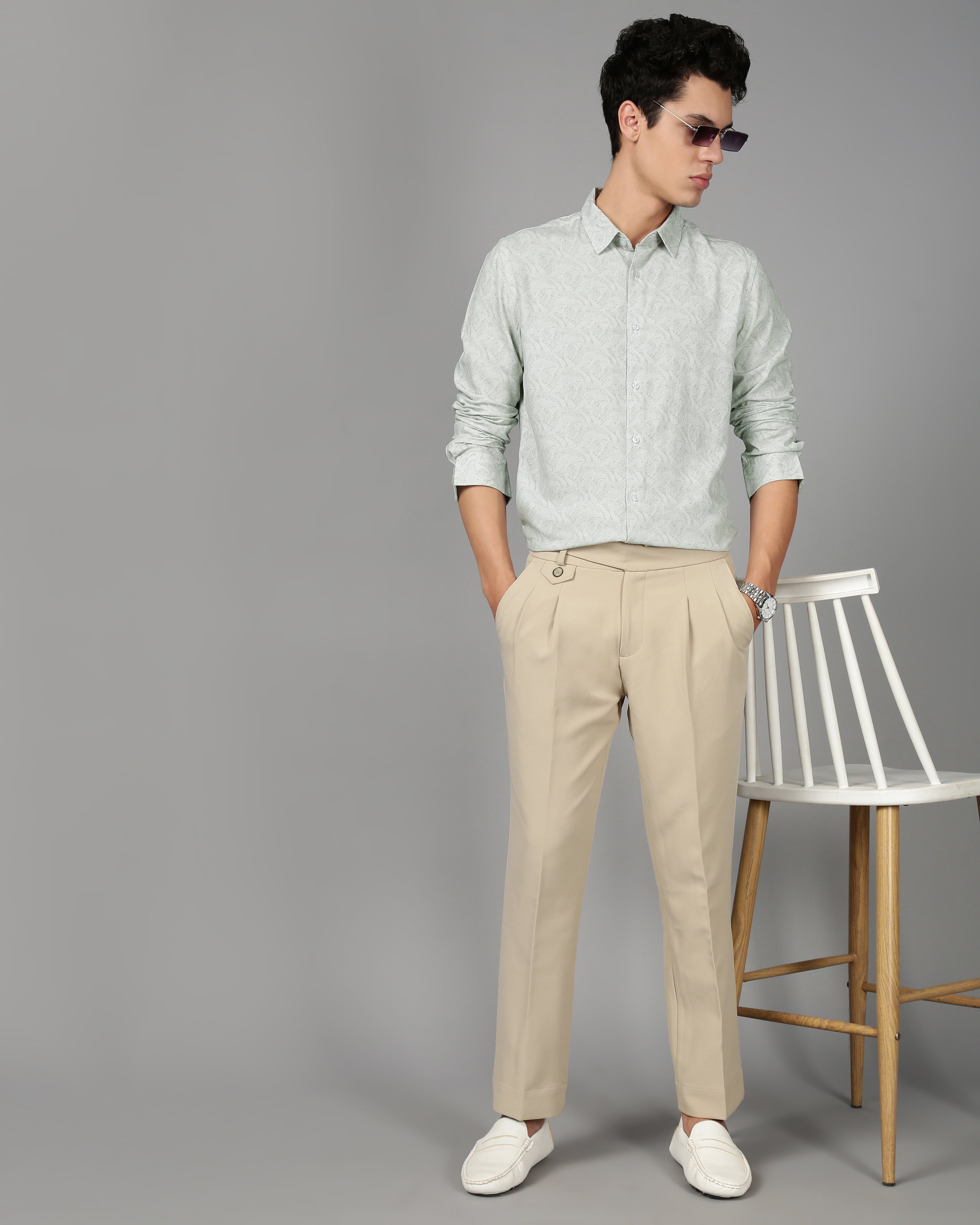 Men Grey Printed Shirt